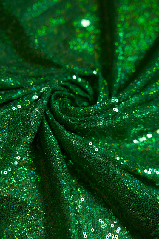 Iridescent Green Sequin Fabric by the Yard - Luxury Shiny Sequins for Dresses, Modern Fashion, & Designer Projects. Prom and Evening Fabrics