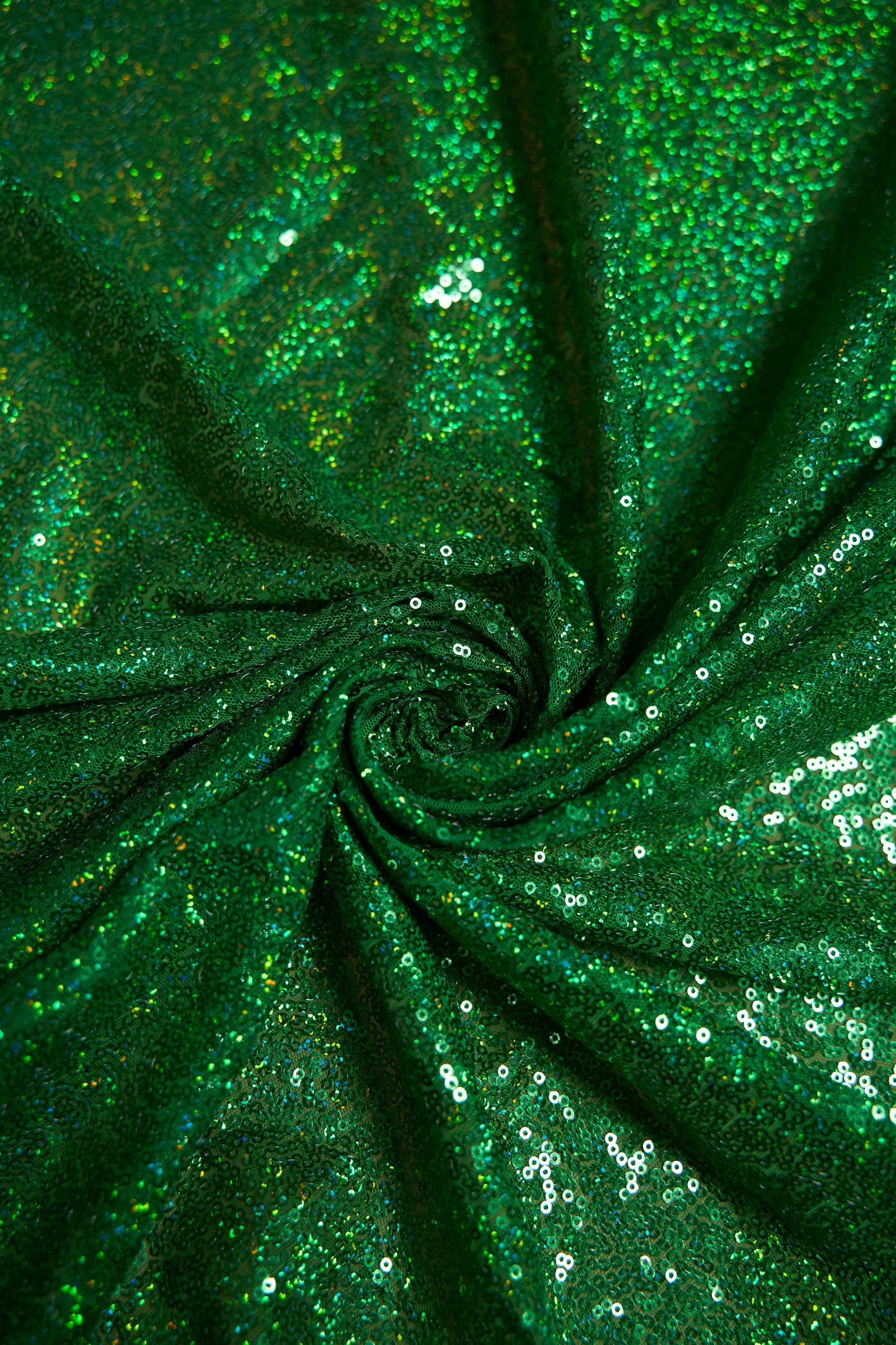 Iridescent Green Sequin Fabric by the Yard - Luxury Shiny Sequins for Dresses, Modern Fashion, & Designer Projects. Prom and Evening Fabrics