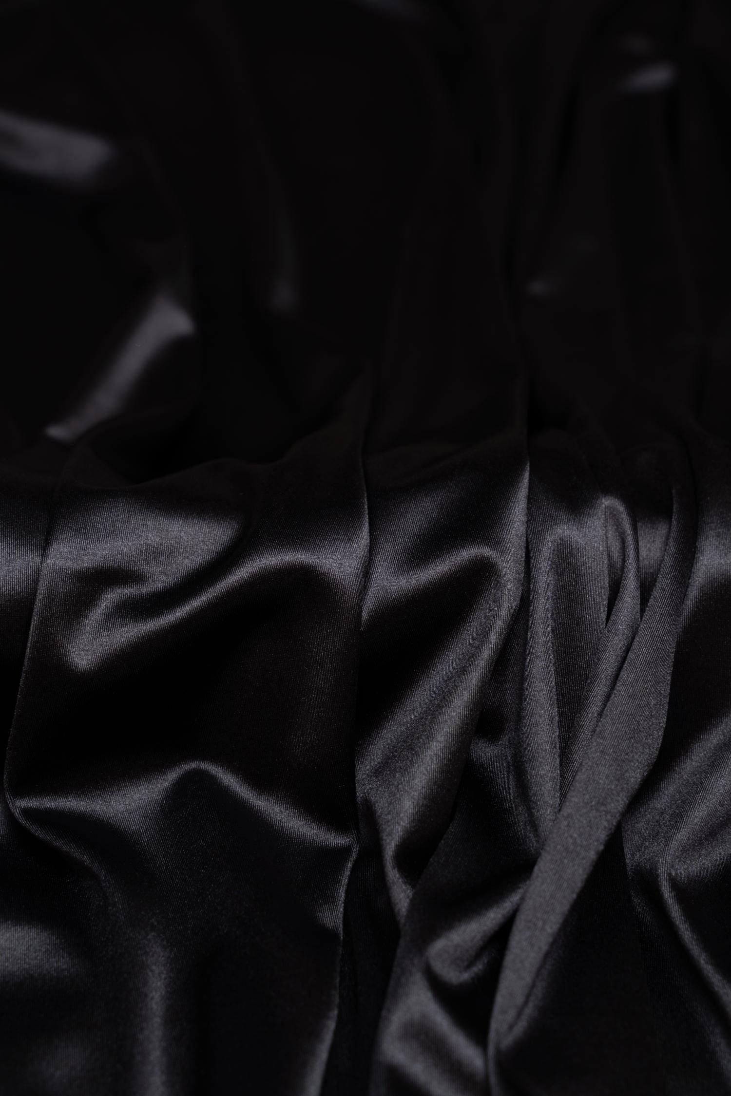 Black Shiny Nylon Spandex, Stretch Fabric by the Yard for Sportswear, Bridal Attire, Evening Dresses, Prom Dresses, Costumes and More.