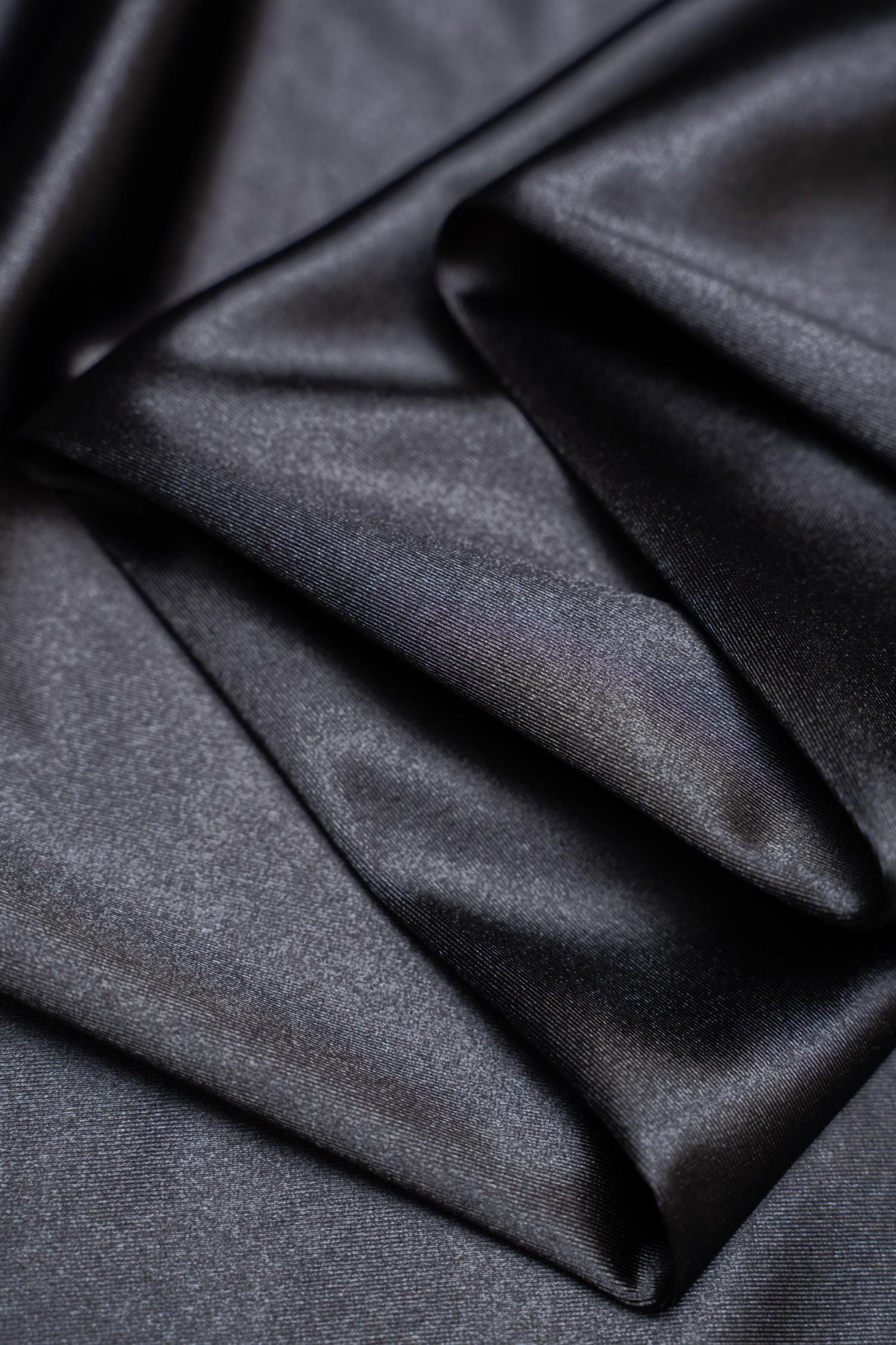 Black Shiny Nylon Spandex, Stretch Fabric by the Yard for Sportswear, Bridal Attire, Evening Dresses, Prom Dresses, Costumes and More.