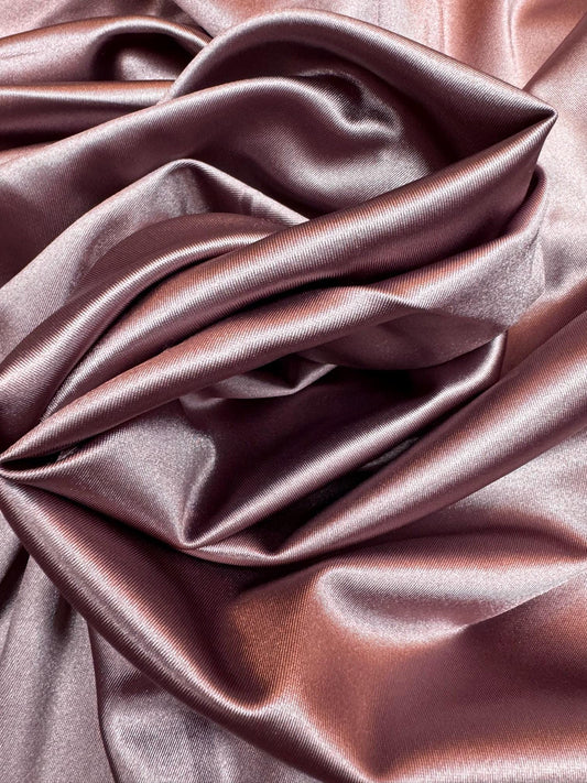 Luxurious Dusty Plum Shiny Nylon Spandex Fabric, Stretchy by the Yard for Sportswear, Bridal, Evening Dresses, Prom Dresses and Costumes