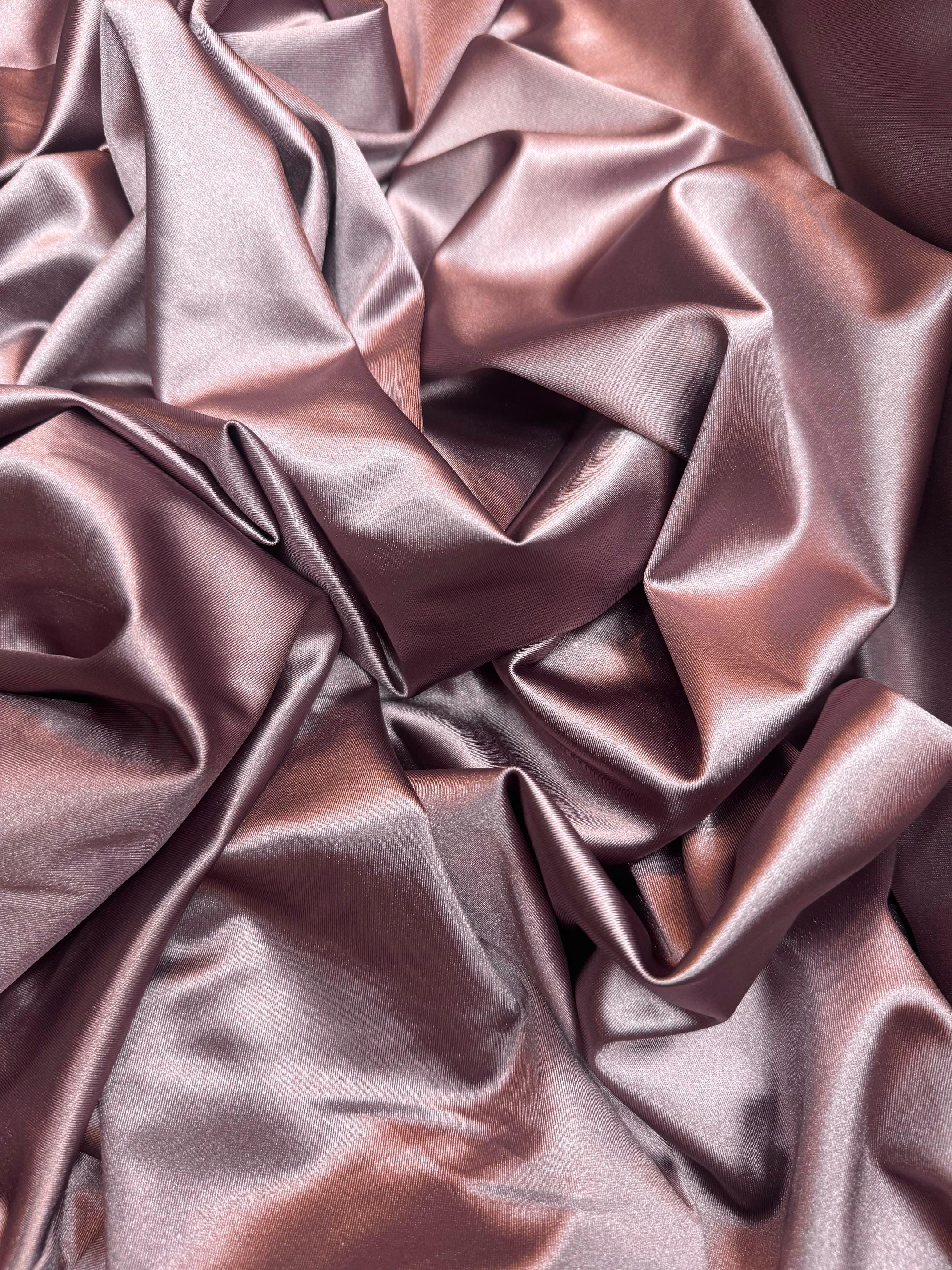 Luxurious Dusty Plum Shiny Nylon Spandex Fabric, Stretchy by the Yard for Sportswear, Bridal, Evening Dresses, Prom Dresses and Costumes