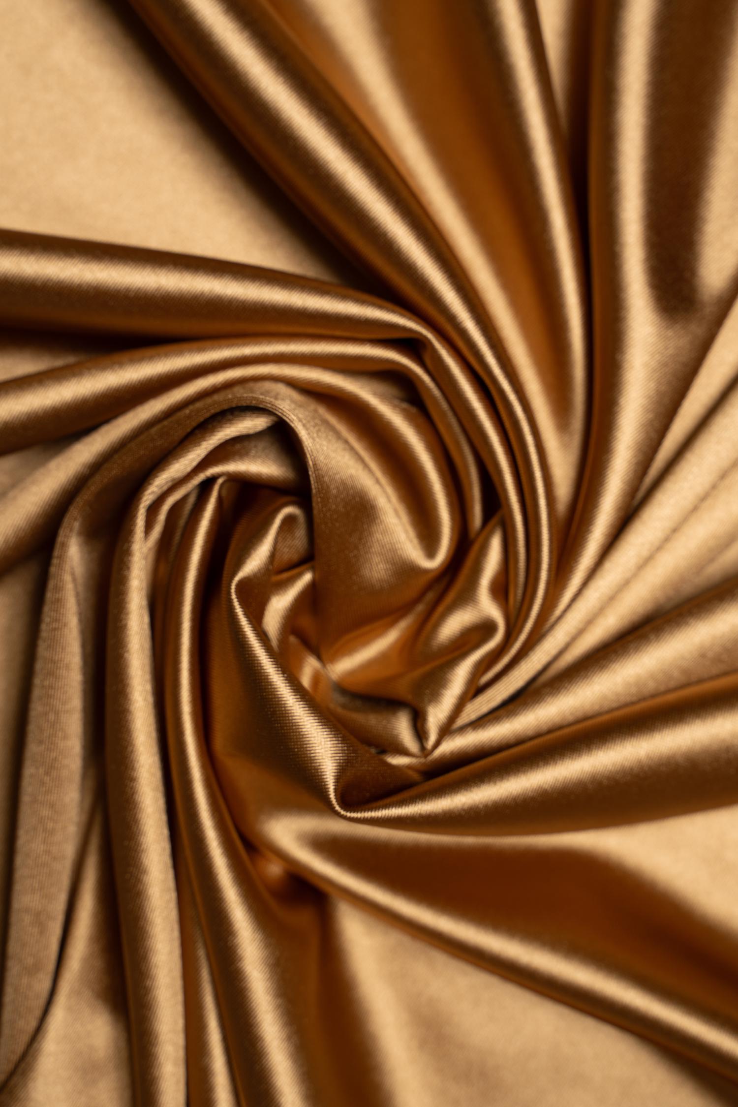 Mocha Shiny Nylon Spandex | Stretchy Fabric by the Yard | Perfect for Sportswear, Bridal Attire, Evening & Prom Dresses and Costumes