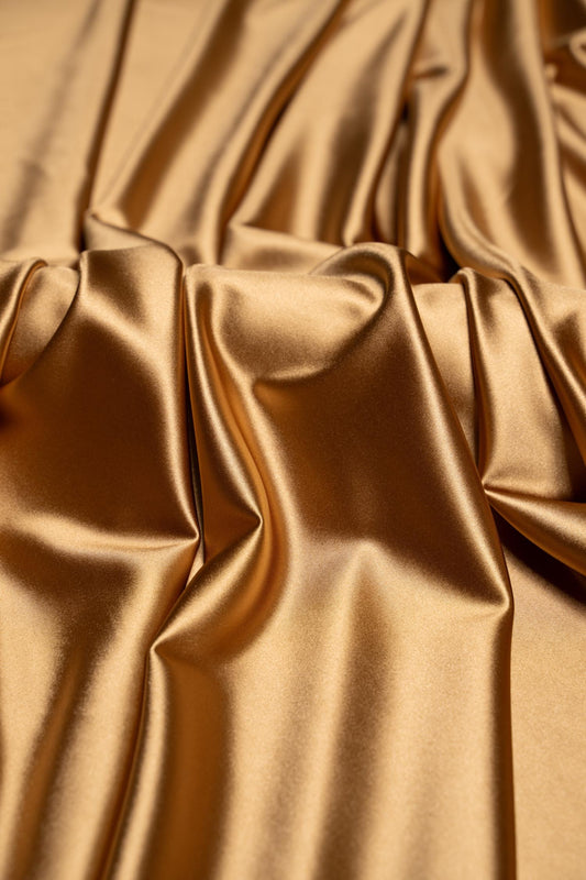 Mocha Shiny Nylon Spandex | Stretchy Fabric by the Yard | Perfect for Sportswear, Bridal Attire, Evening & Prom Dresses and Costumes