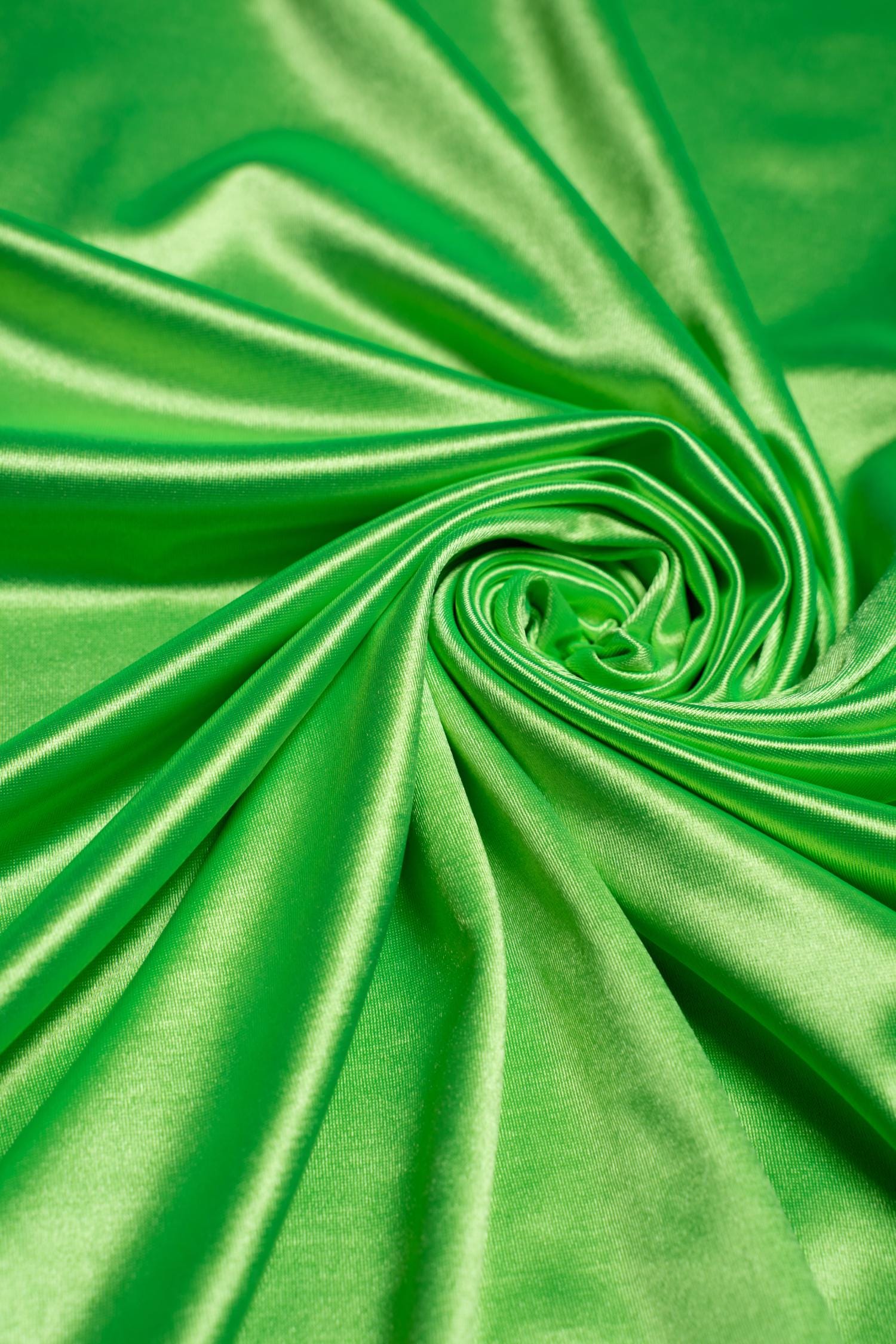 Neon Green Shiny Nylon Spandex Stretch Fabric by the Yard for Sportswear, Bridal Attire, Evening & Prom Dresses, Costumes and Formal Attire