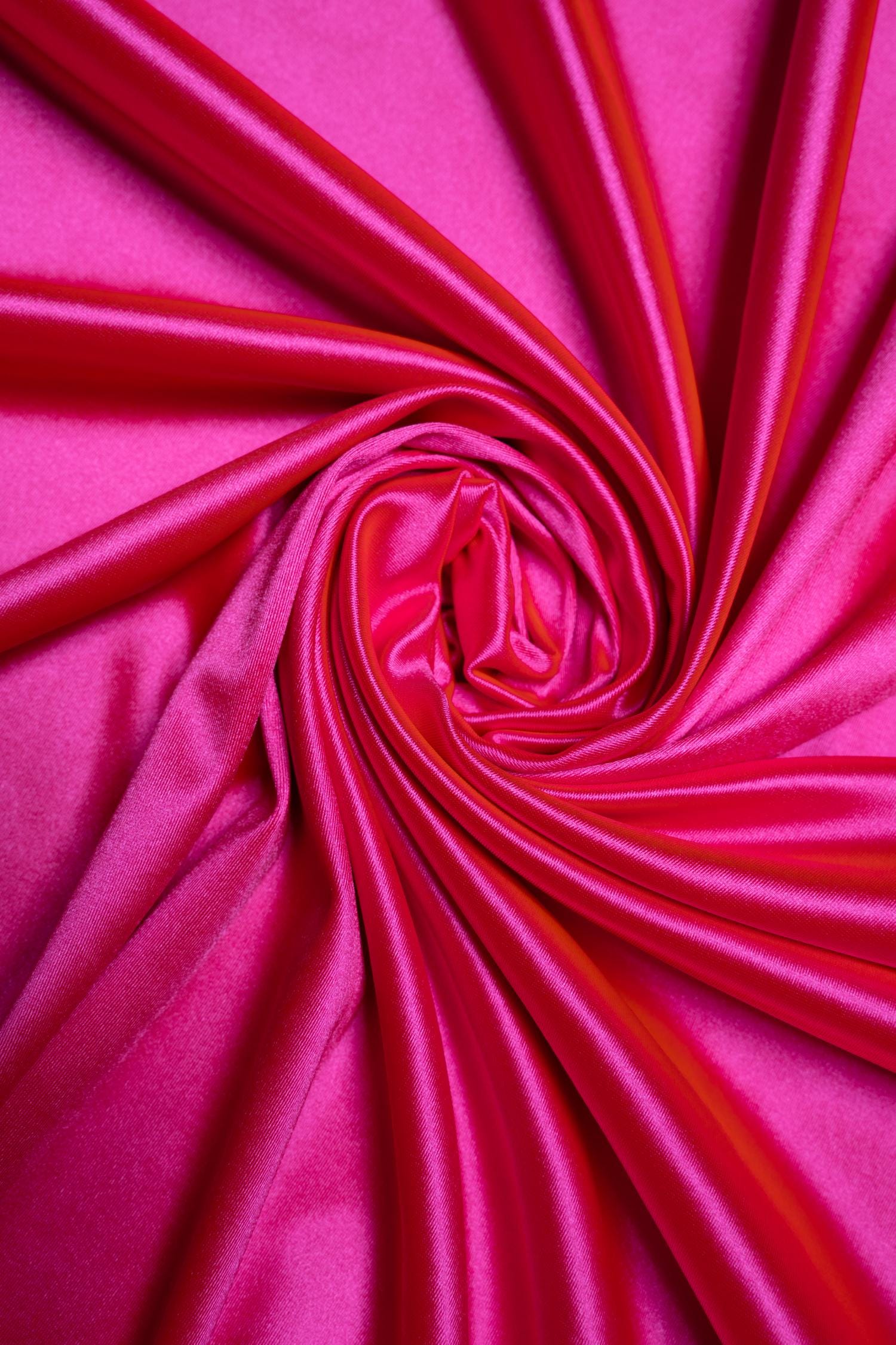 Top-Rated Hot Pink Shiny Nylon Spandex Stretch Fabric by the Yard for Sportswear, Bridal Attire, Evening Dresses, Prom Dresses, Costumes.