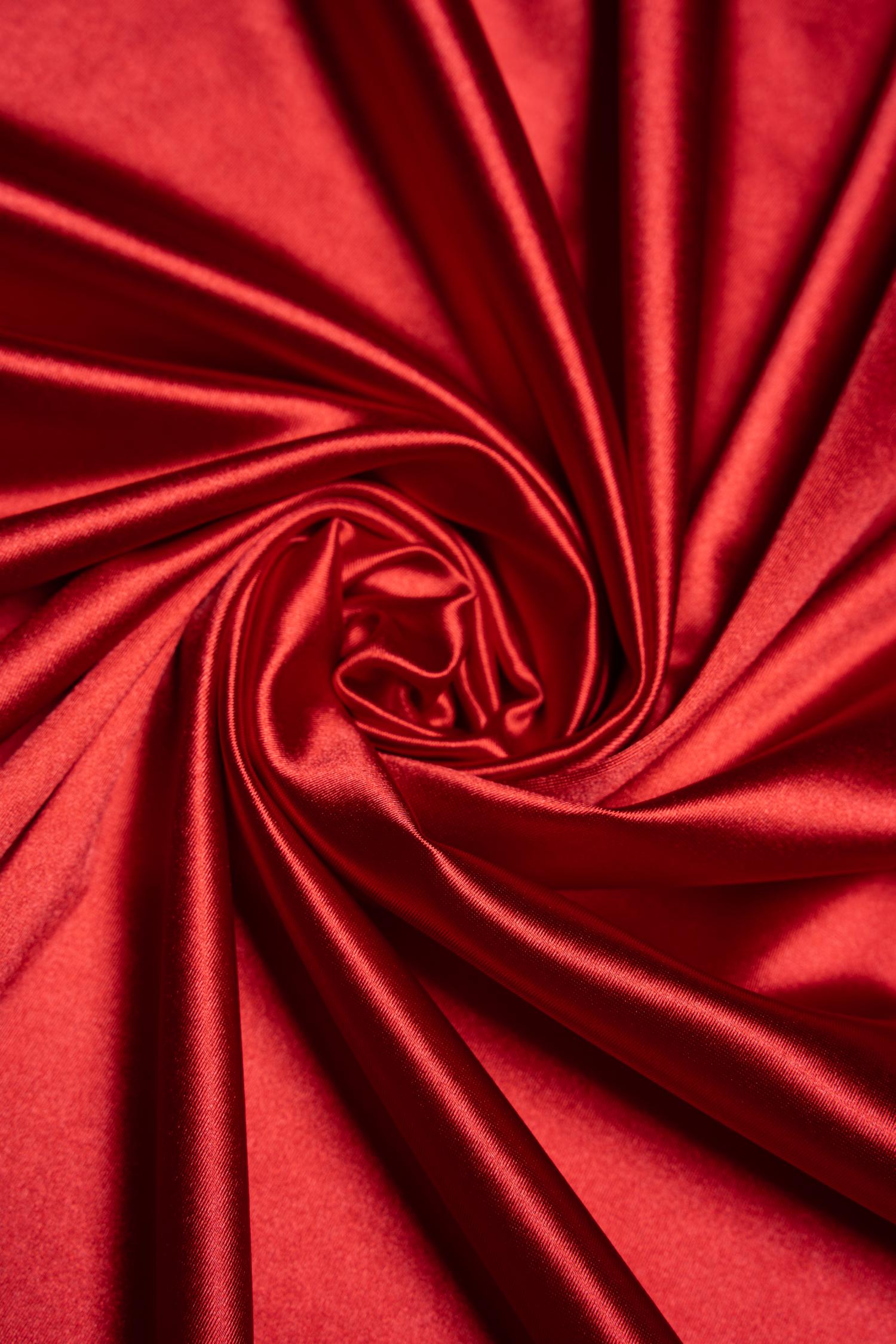 Red Shiny Nylon Spandex, Stretchy Fabric by the Yard for Sportswear, Bridal Attire, Evening & Prom Dresses, Costumes and Formal Attire