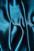 Load image into Gallery viewer, Premium Teal Shiny Nylon Spandex by the Yard Stretchy Material for Wedding, Bridal Attire, Evening Dresses, Prom Dresses, Costumes and More.
