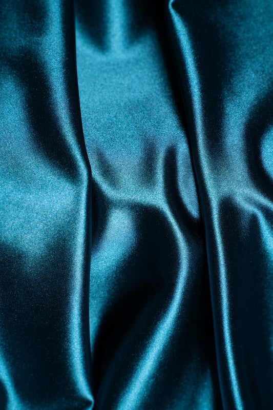 Premium Teal Shiny Nylon Spandex by the Yard Stretchy Material for Wedding, Bridal Attire, Evening Dresses, Prom Dresses, Costumes and More.