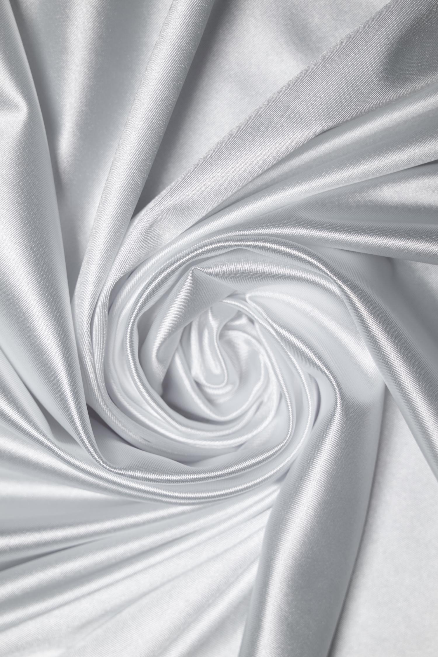 Premium White Shiny Nylon Spandex by the Yard | Stretchy Material for Dynamic Designs, Bridal Attire & Evening Gowns