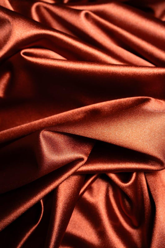 Premium Rust Color Shiny Nylon Spandex by the Yard | Stretchy Fabric for Sportswear, Bridal Attire, Evening Dresses, Prom Dresses, Costumes