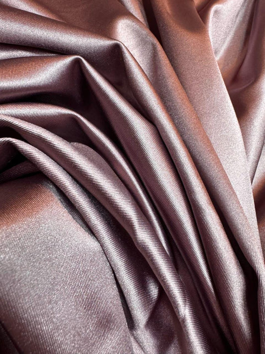 Luxurious Dusty Plum Shiny Nylon Spandex Fabric, Stretchy by the Yard for Sportswear, Bridal, Evening Dresses, Prom Dresses and Costumes