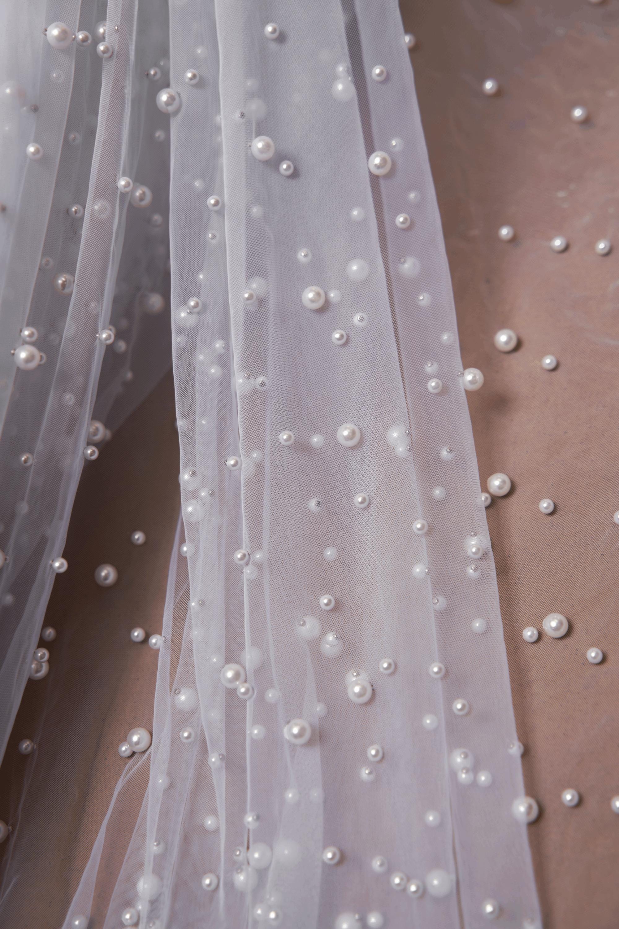 Top-Rated Milky White Pearl Fabric: Elegant Wedding Fabric by the Yard for Bridal Attire, Festival Designs & Unique Creations.