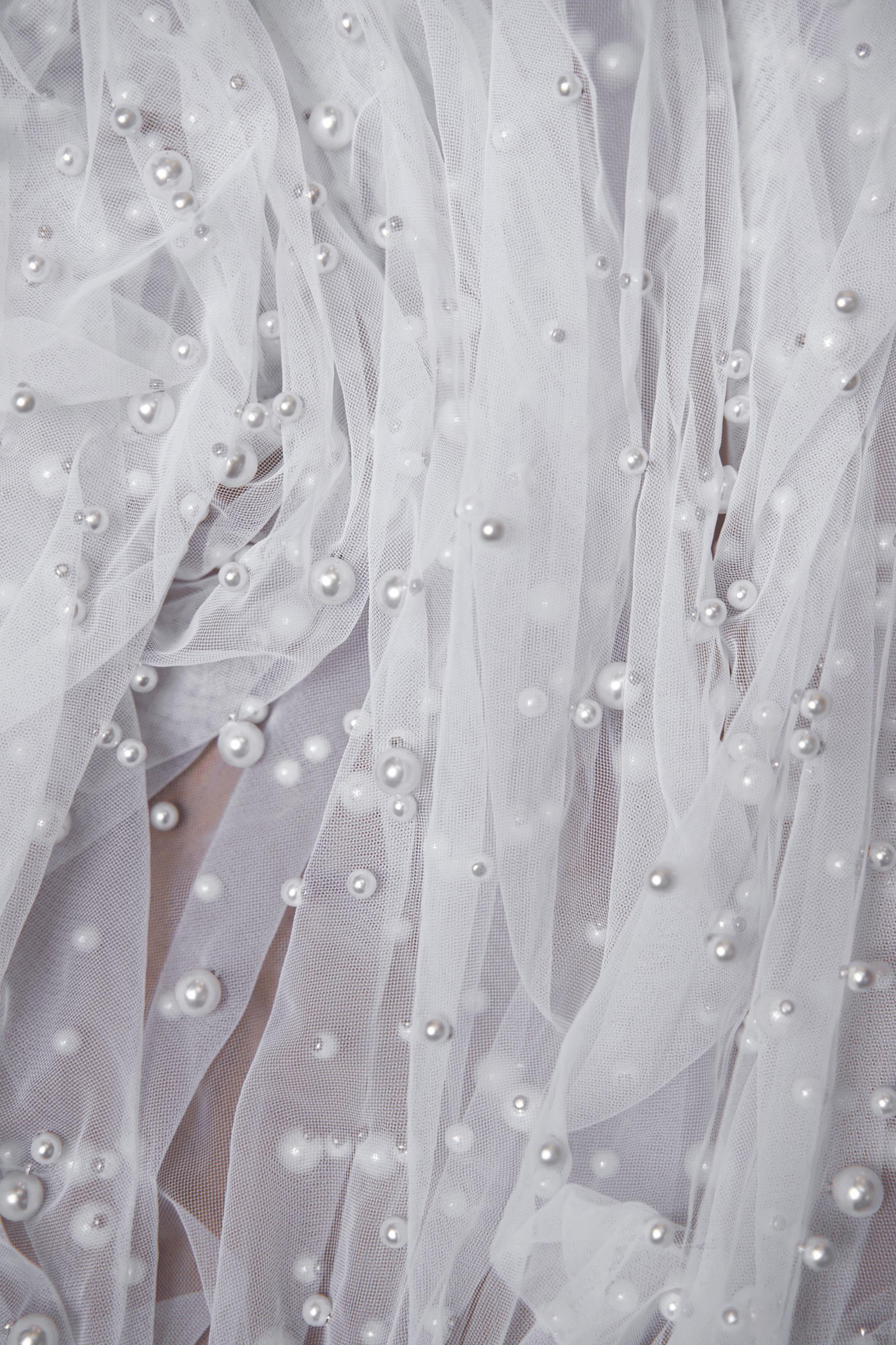 Top-Rated Milky White Pearl Fabric: Elegant Wedding Fabric by the Yard for Bridal Attire, Festival Designs & Unique Creations.