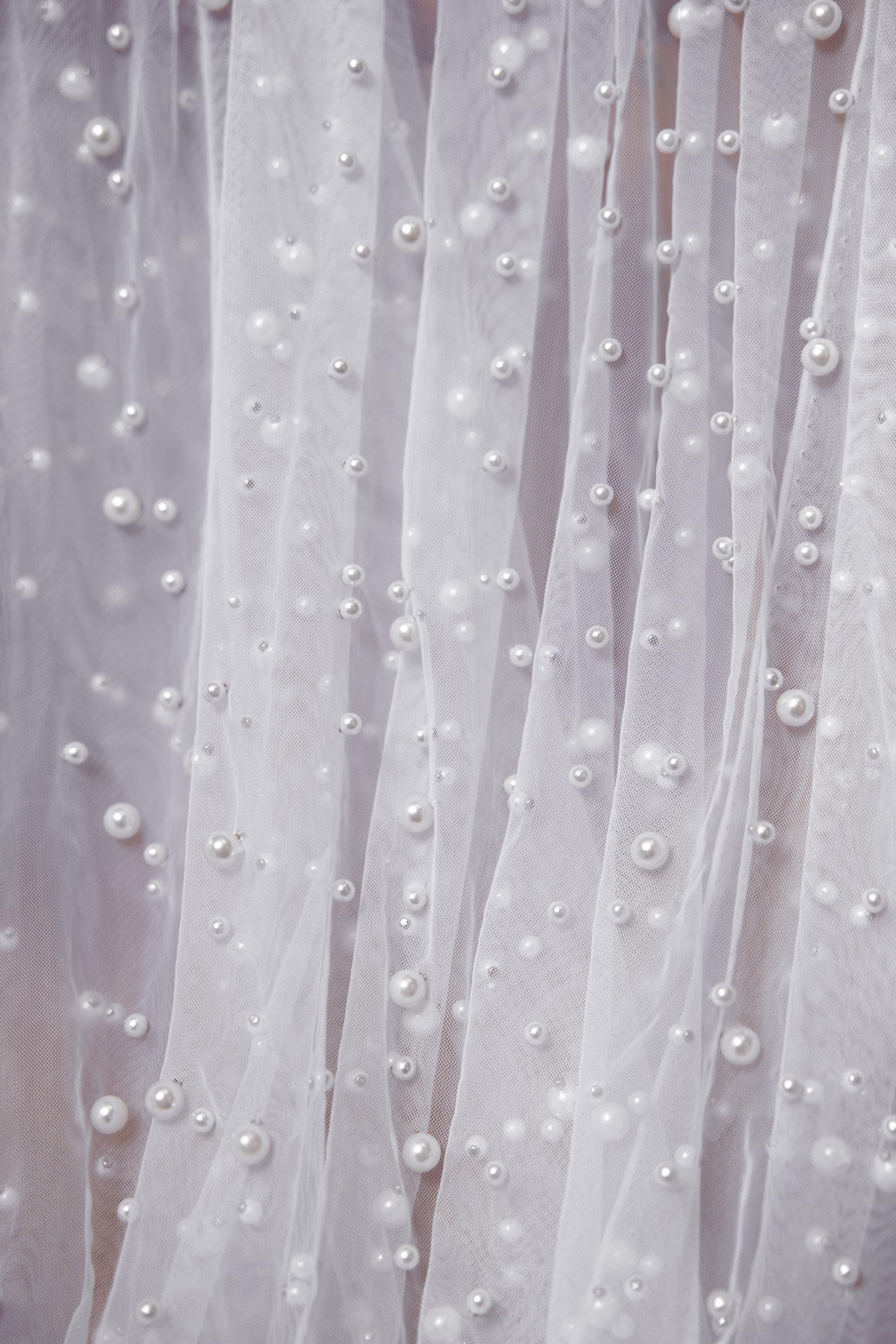 Top-Rated Milky White Pearl Fabric: Elegant Wedding Fabric by the Yard for Bridal Attire, Festival Designs & Unique Creations.