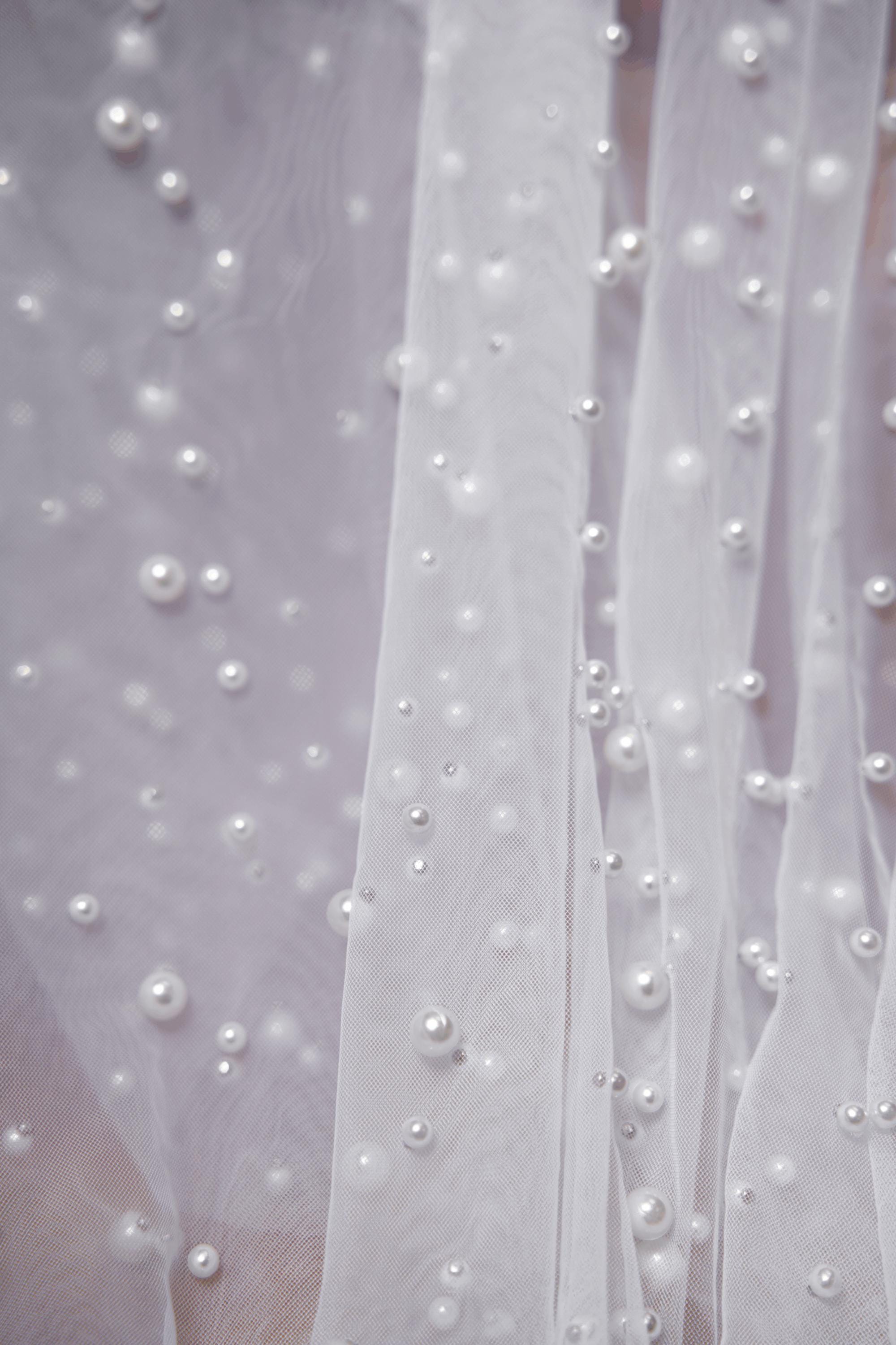 Top-Rated Milky White Pearl Fabric: Elegant Wedding Fabric by the Yard for Bridal Attire, Festival Designs & Unique Creations.