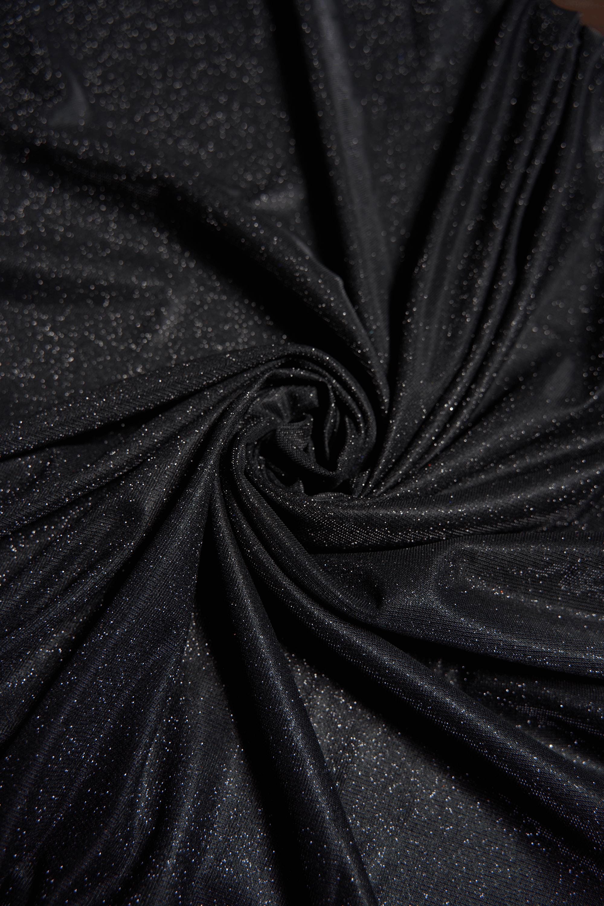 Top-Rated Black Glitter Fabric: Lurex Spandex Knit by the Yard for Weddings, Evening Gowns, Costumes & Backdrops, Prom Dresses and Garments