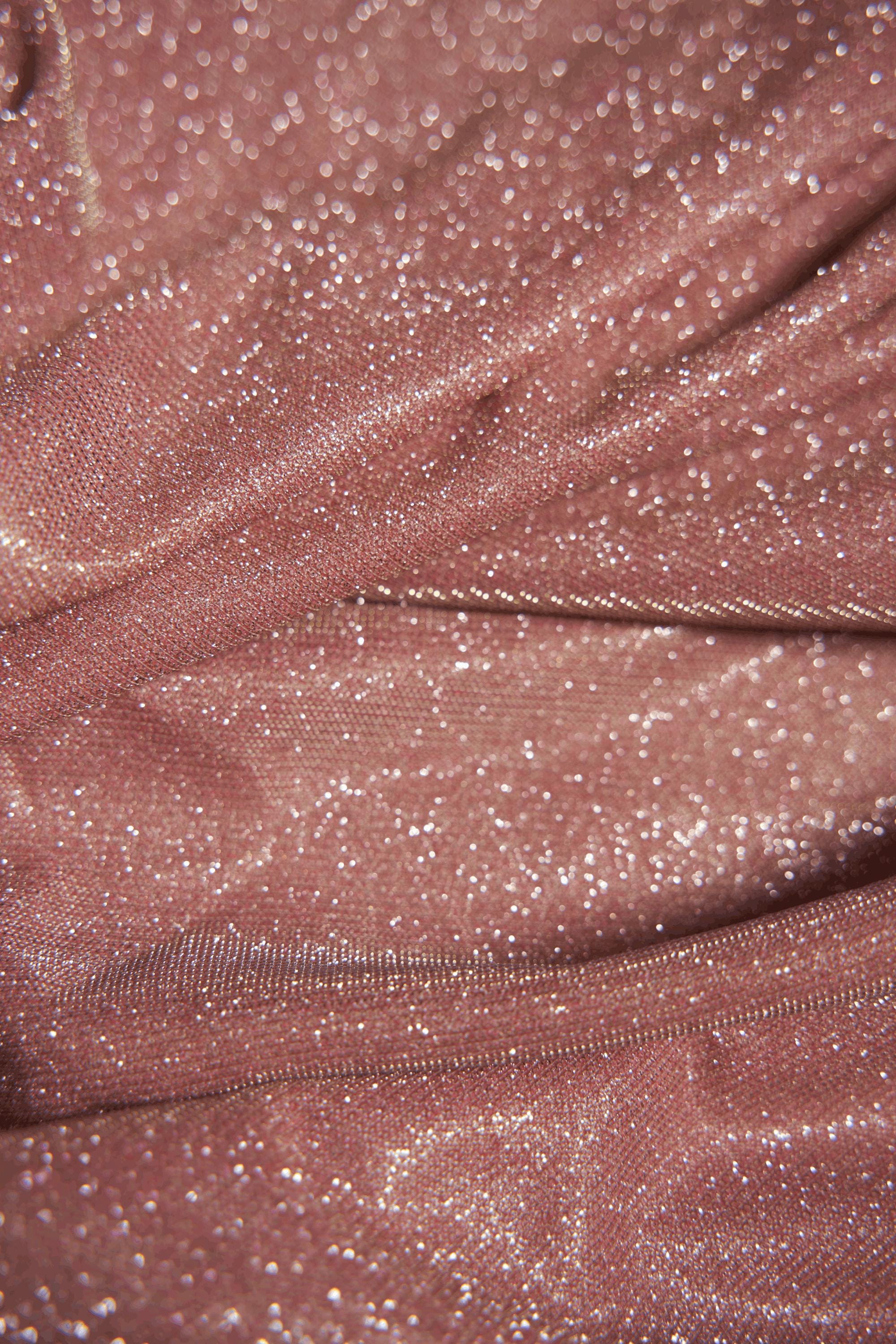 Dusty Pink Glitter Fabric by the Yard | Lurex Spandex Knit for Wedding Dresses, Evening Gowns, Costumes & Backdrops Sparkle Shimmer Fabric.