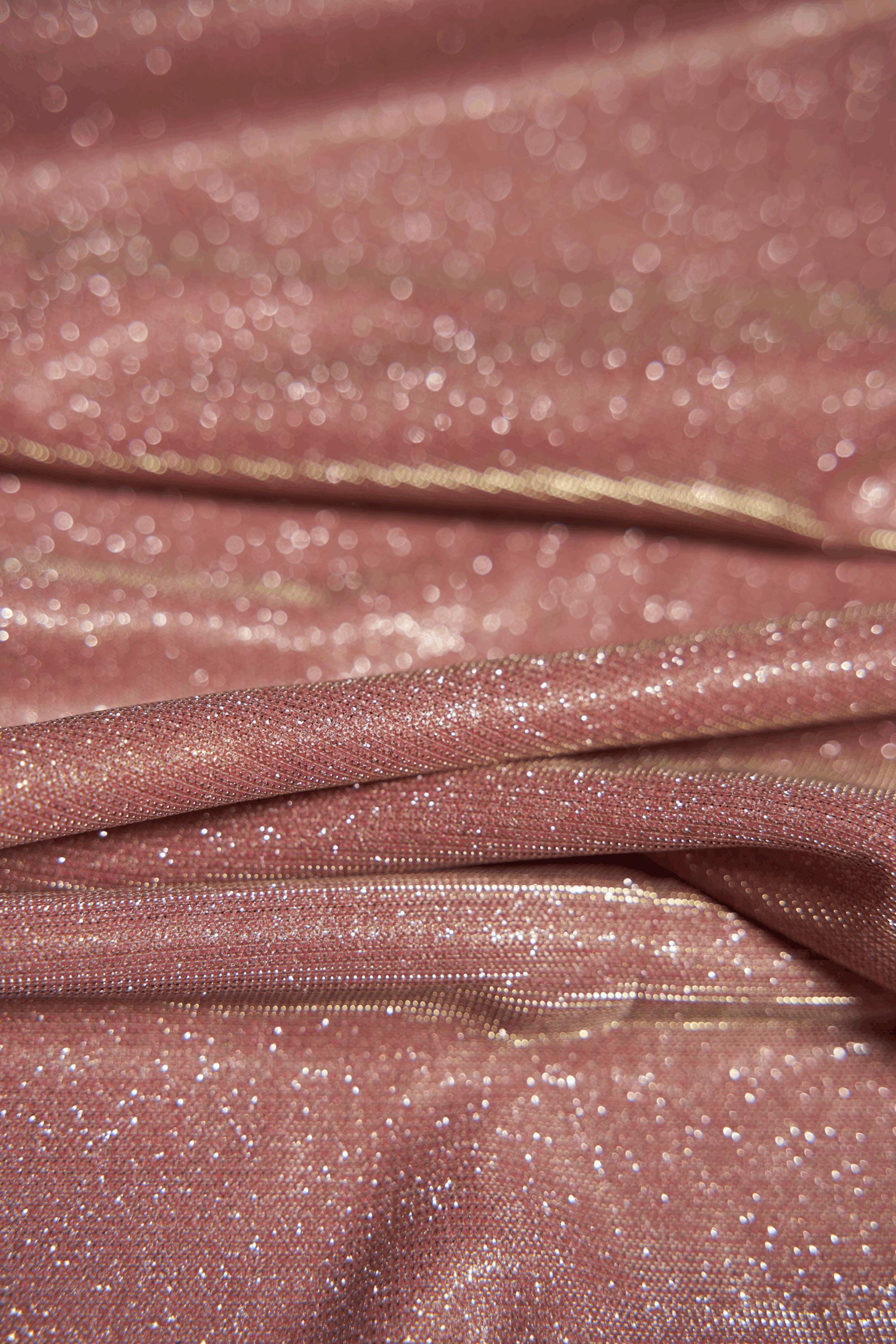 Dusty Pink Glitter Fabric by the Yard | Lurex Spandex Knit for Wedding Dresses, Evening Gowns, Costumes & Backdrops Sparkle Shimmer Fabric.