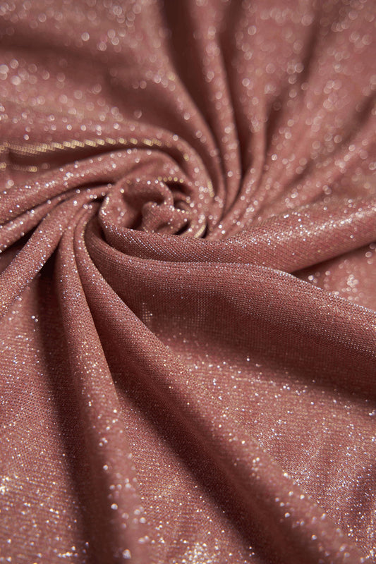 Dusty Pink Glitter Fabric by the Yard | Lurex Spandex Knit for Wedding Dresses, Evening Gowns, Costumes & Backdrops Sparkle Shimmer Fabric.