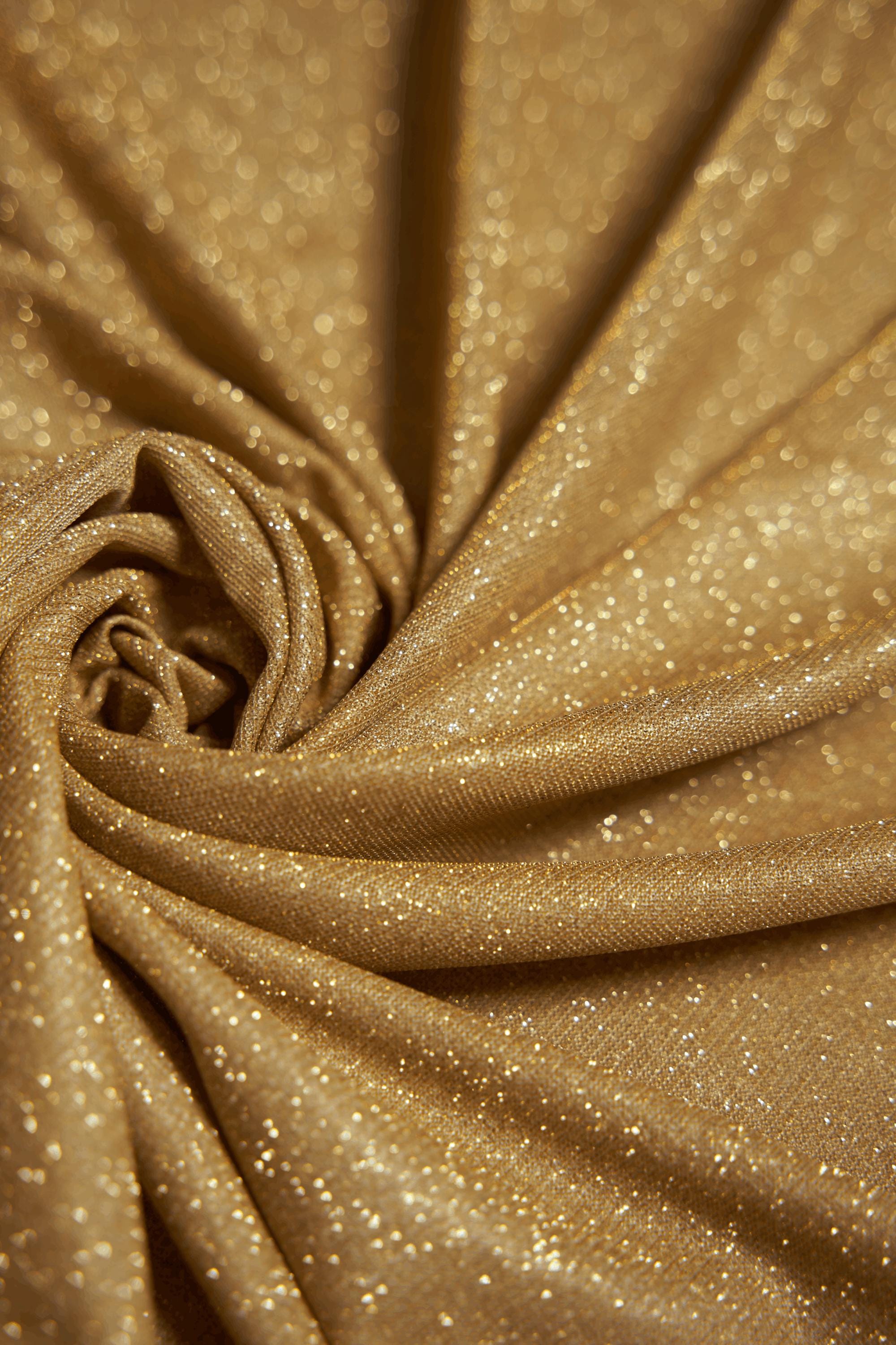 Gold Glitter Fabric | Lurex Spandex Knit by the Yard | Sparkle Shimmer Wedding Fabric for Evening Gowns, Costumes & Backdrops, Prom Dresses