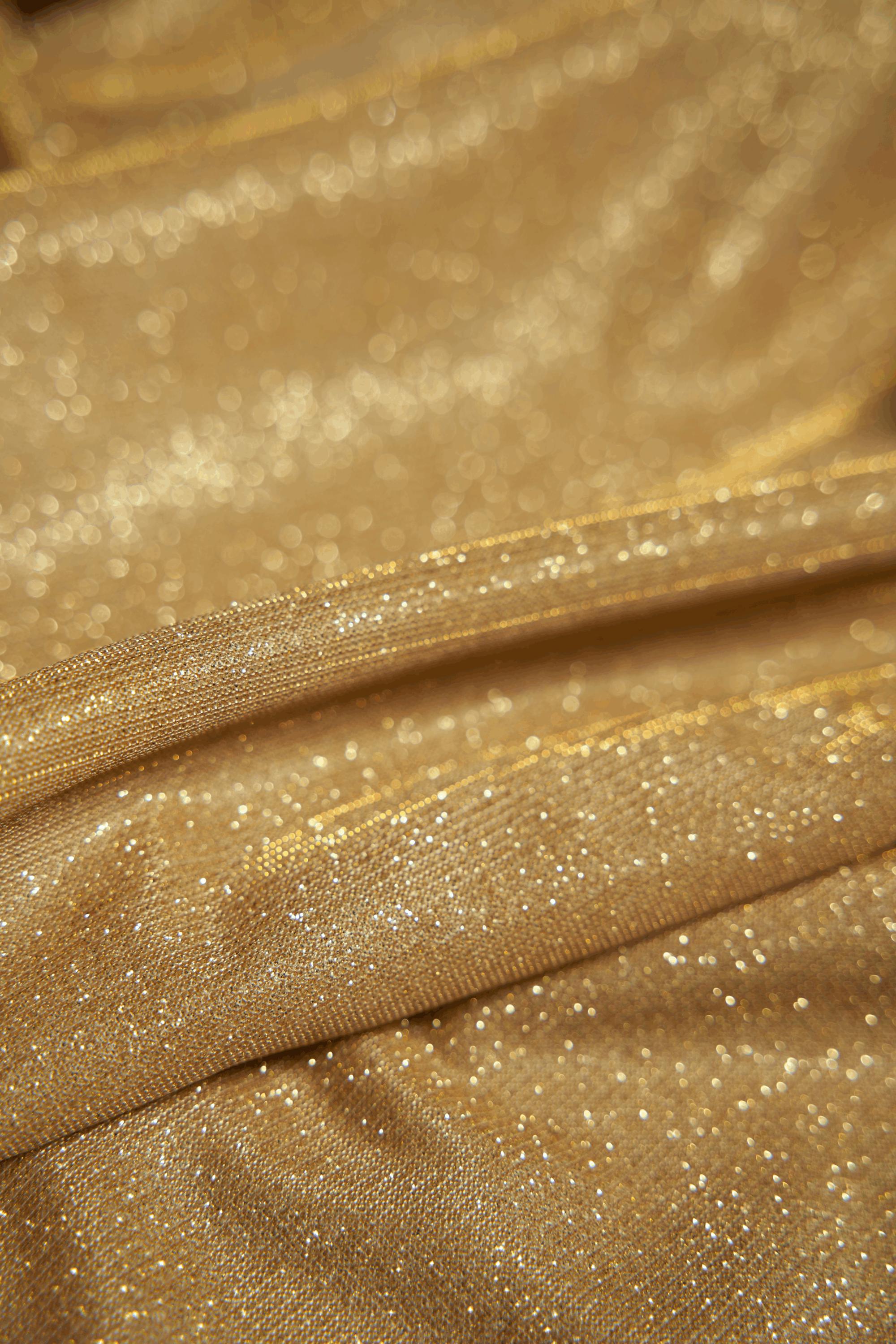 Gold Glitter Fabric | Lurex Spandex Knit by the Yard | Sparkle Shimmer Wedding Fabric for Evening Gowns, Costumes & Backdrops, Prom Dresses