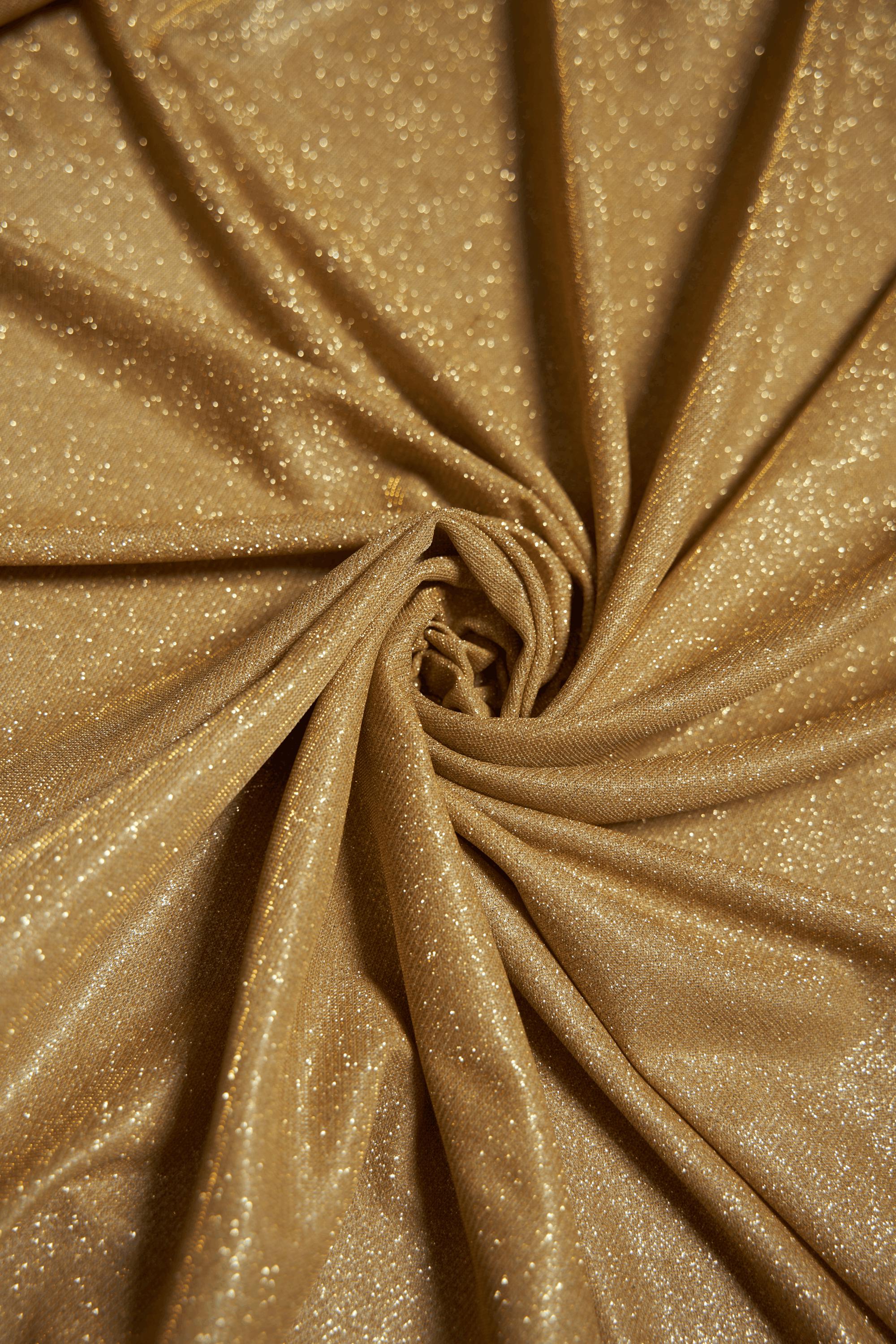 Gold Glitter Fabric | Lurex Spandex Knit by the Yard | Sparkle Shimmer Wedding Fabric for Evening Gowns, Costumes & Backdrops, Prom Dresses