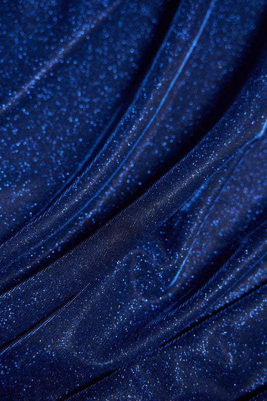 Top-Rated Royal Blue Glitter Fabric: Luxury Lurex Spandex Knit by the Yard for Evening Gowns, Costumes & Backdrops,Prom Dresses and Garments