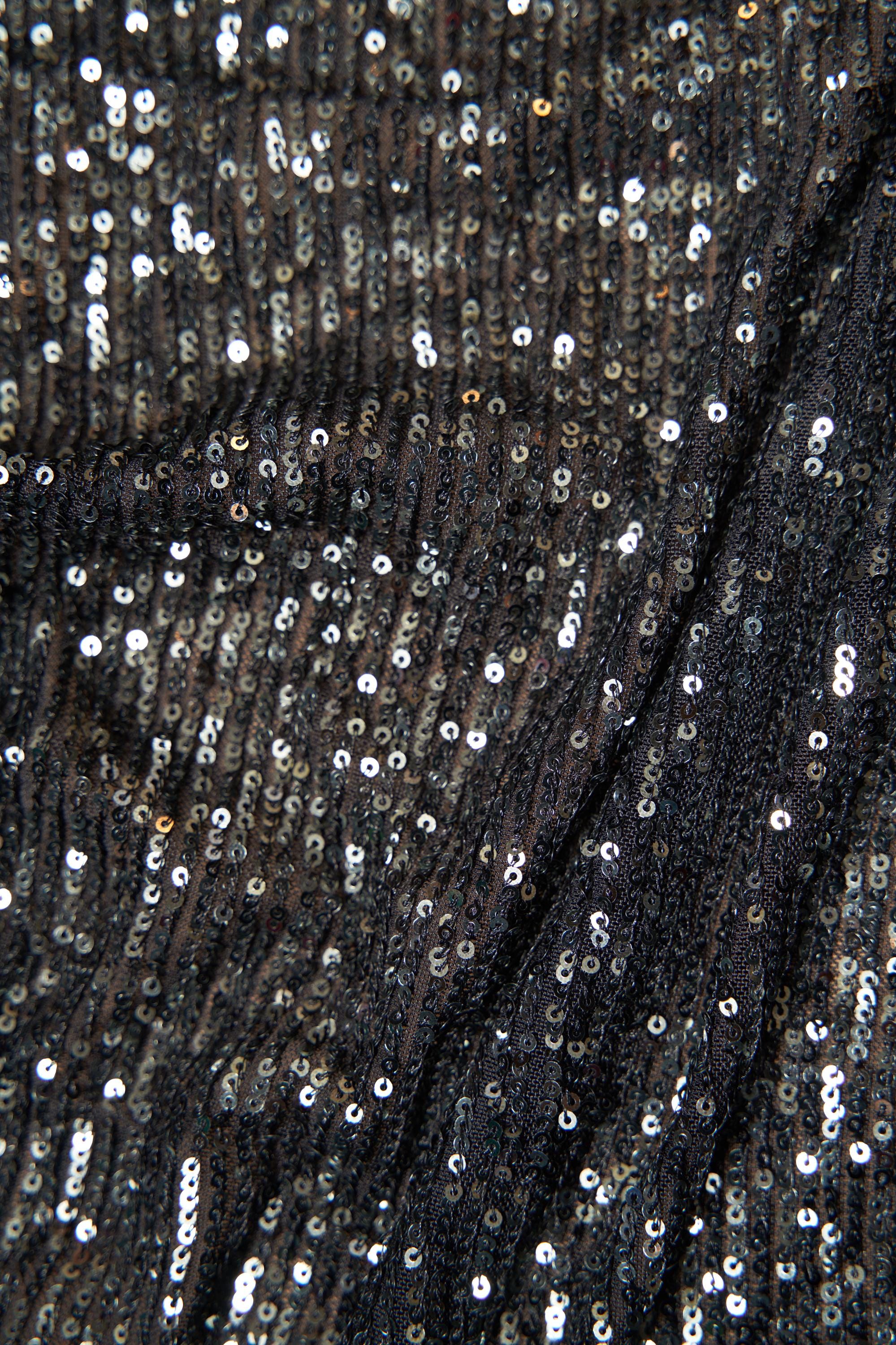 Iridescent Black Grey Striped Sequin Stretch Mesh Fabric  Sparkling Sequin Mesh for Dresses, Costumes, Gowns, and DIY Projects, Prom