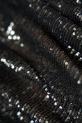 Load image into Gallery viewer, Iridescent Black Grey Striped Sequin Stretch Mesh Fabric  Sparkling Sequin Mesh for Dresses, Costumes, Gowns, and DIY Projects, Prom
