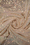 Load image into Gallery viewer, Iridescent Striped Sequin Fabric on Stretch Mesh  Sparkly Sequin Fabric for Dresses, Gowns, Costumes, Bridal, Evening Wear, Prom Dresses
