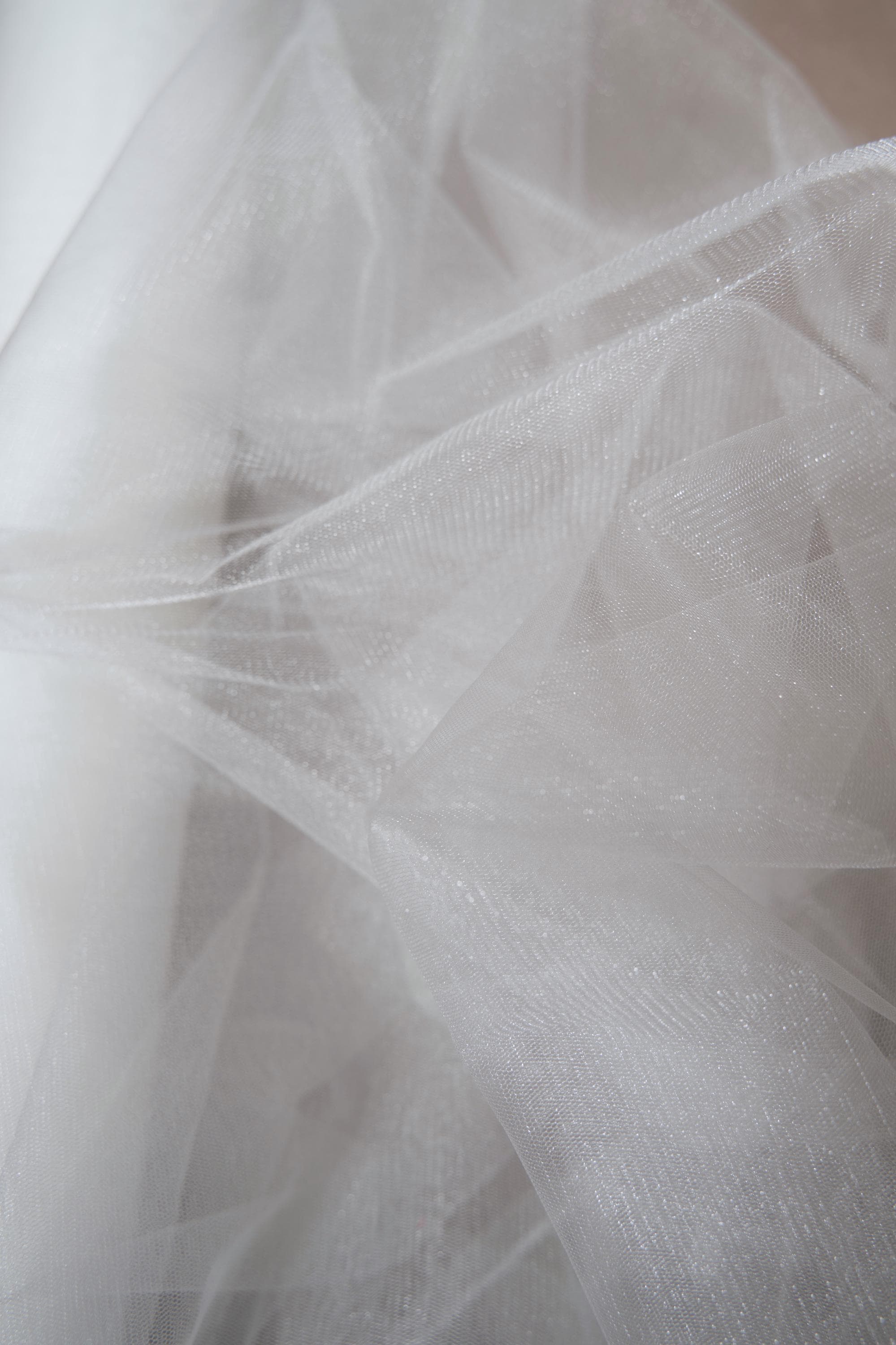 Ivory Shiny Mesh Fabric by the Yard | Ivory Fabric for Wedding Dresses & Festivals | Perfect for Every Occasion.