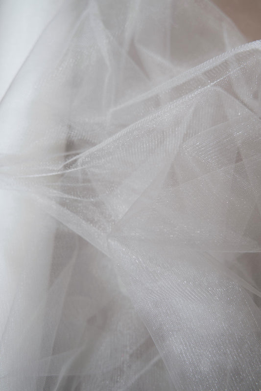 Ivory Shiny Mesh Fabric by the Yard | Ivory Fabric for Wedding Dresses & Festivals | Perfect for Every Occasion.