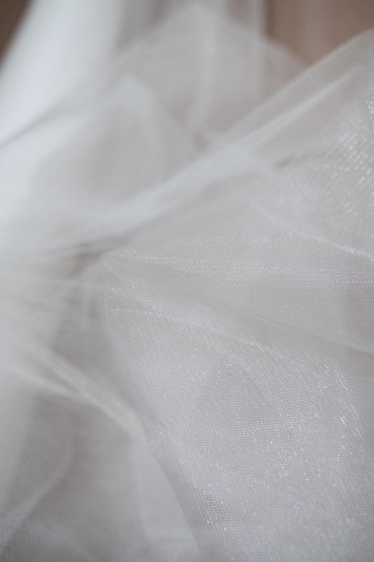 Ivory Shiny Mesh Fabric by the Yard | Ivory Fabric for Wedding Dresses & Festivals | Perfect for Every Occasion.