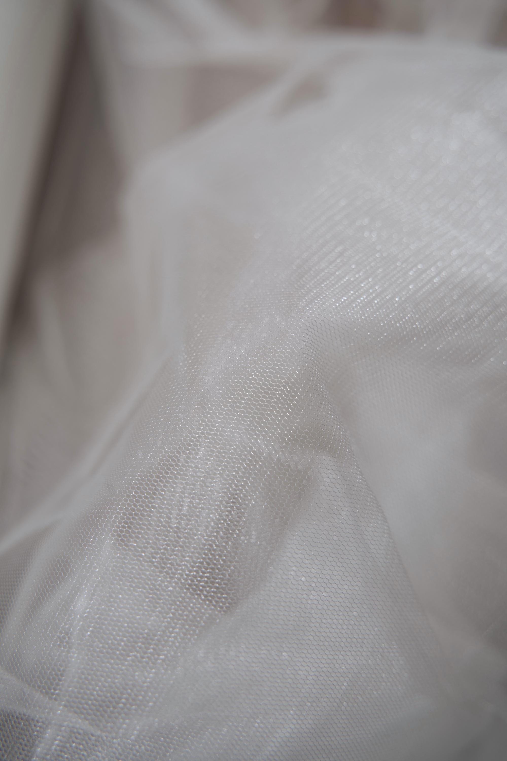 Ivory Shiny Mesh Fabric by the Yard | Ivory Fabric for Wedding Dresses & Festivals | Perfect for Every Occasion.