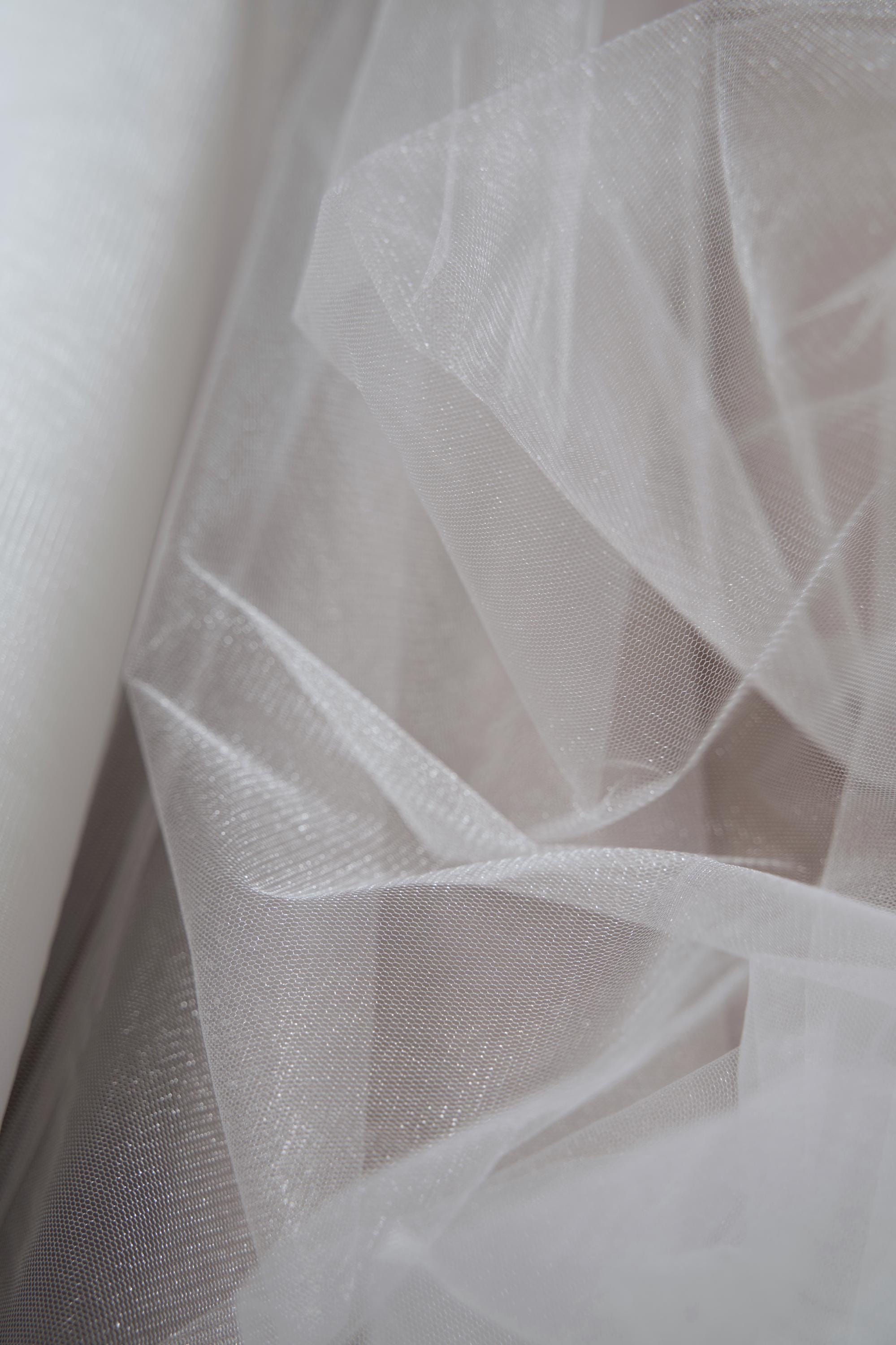 Ivory Shiny Mesh Fabric by the Yard | Ivory Fabric for Wedding Dresses & Festivals | Perfect for Every Occasion.