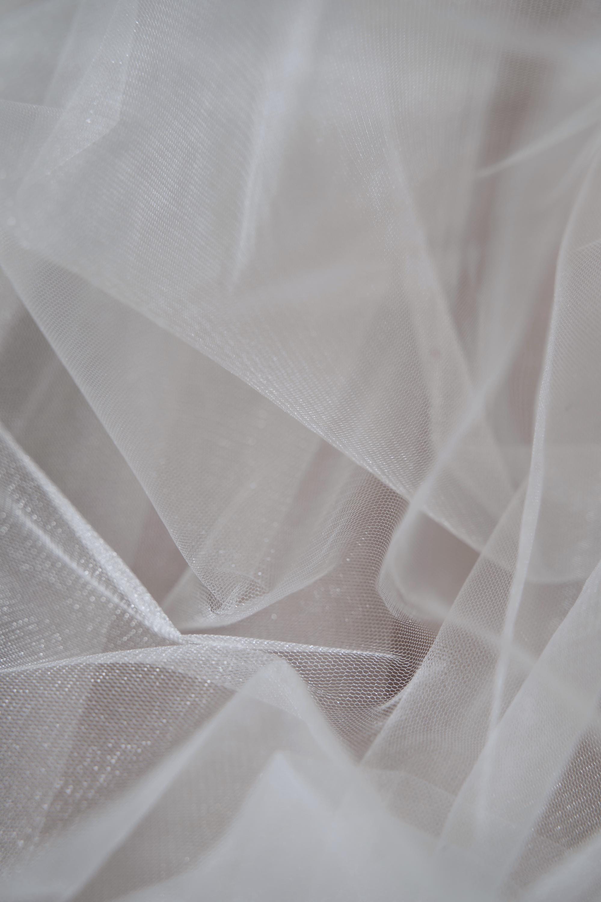 Ivory Shiny Mesh Fabric by the Yard | Ivory Fabric for Wedding Dresses & Festivals | Perfect for Every Occasion.