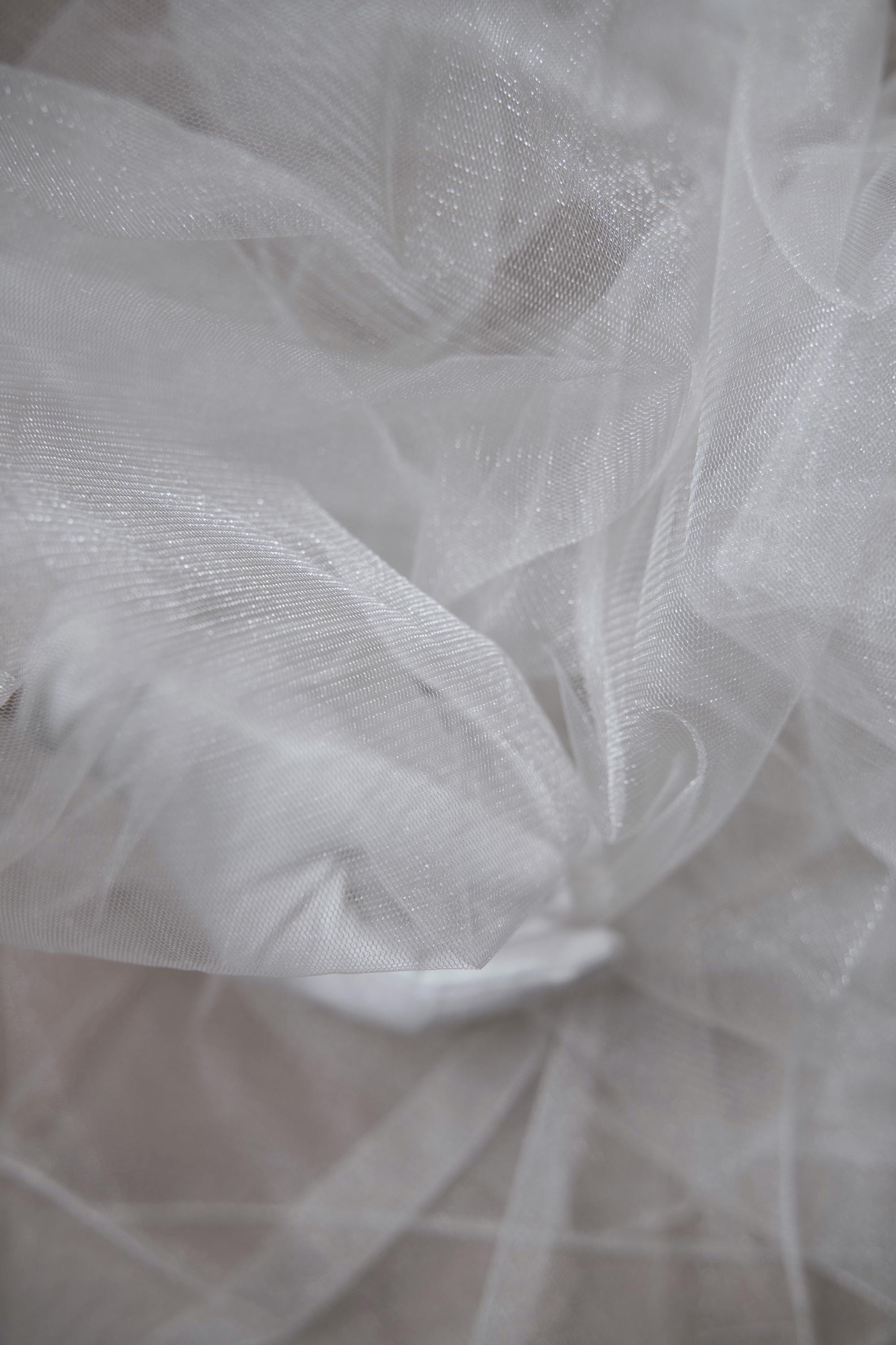 Ivory Shiny Mesh Fabric by the Yard | Ivory Fabric for Wedding Dresses & Festivals | Perfect for Every Occasion.