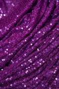 Load image into Gallery viewer, Iridescent Plum Striped Sequin Fabric on Stretch Mesh - Shiny Glitter Sequins for Sewing, Crafting, Apparel, Costumes, DIY Projects, Prom
