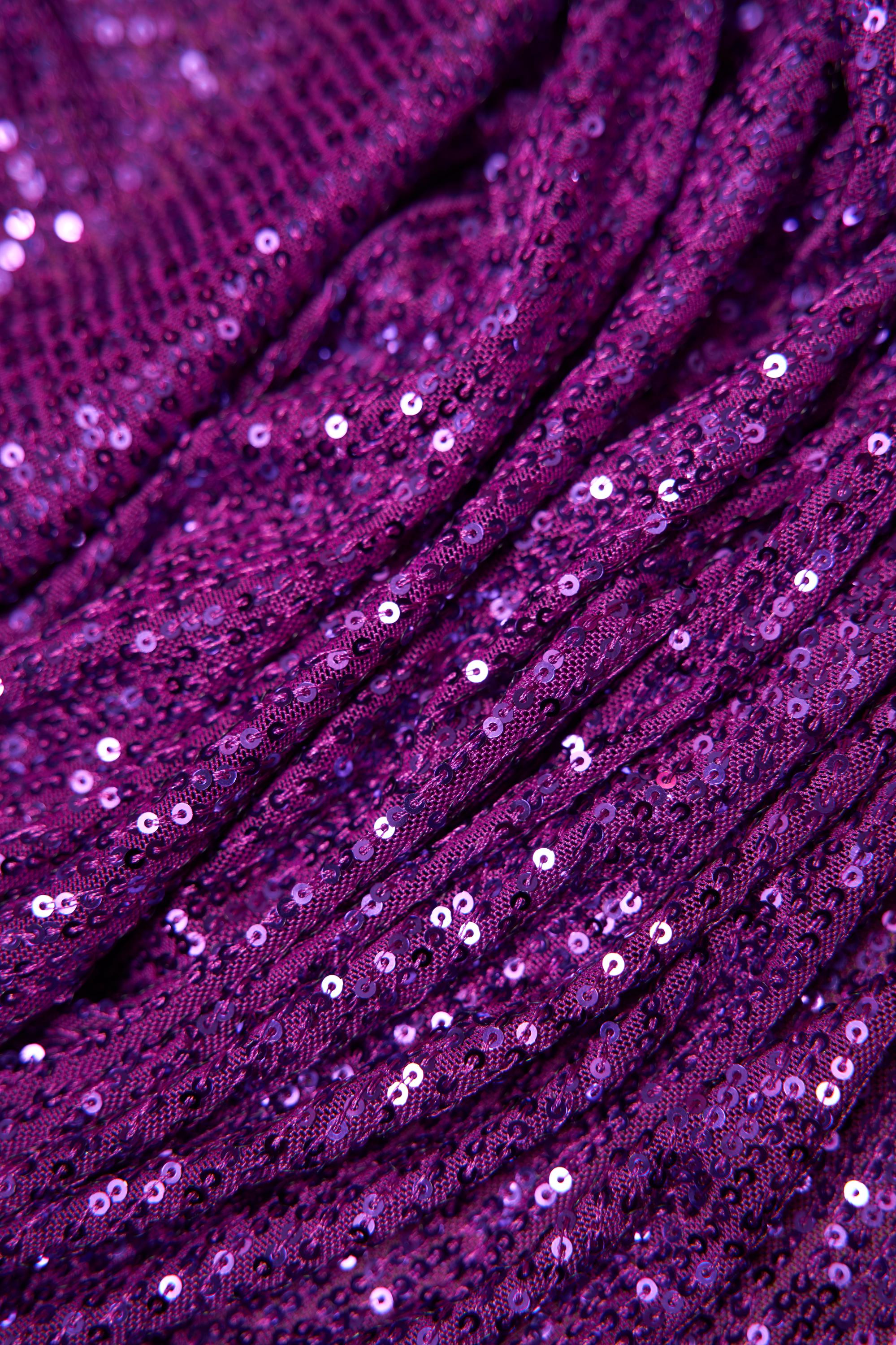 Iridescent Plum Striped Sequin Fabric on Stretch Mesh - Shiny Glitter Sequins for Sewing, Crafting, Apparel, Costumes, DIY Projects, Prom