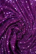 Load image into Gallery viewer, Iridescent Plum Striped Sequin Fabric on Stretch Mesh - Shiny Glitter Sequins for Sewing, Crafting, Apparel, Costumes, DIY Projects, Prom
