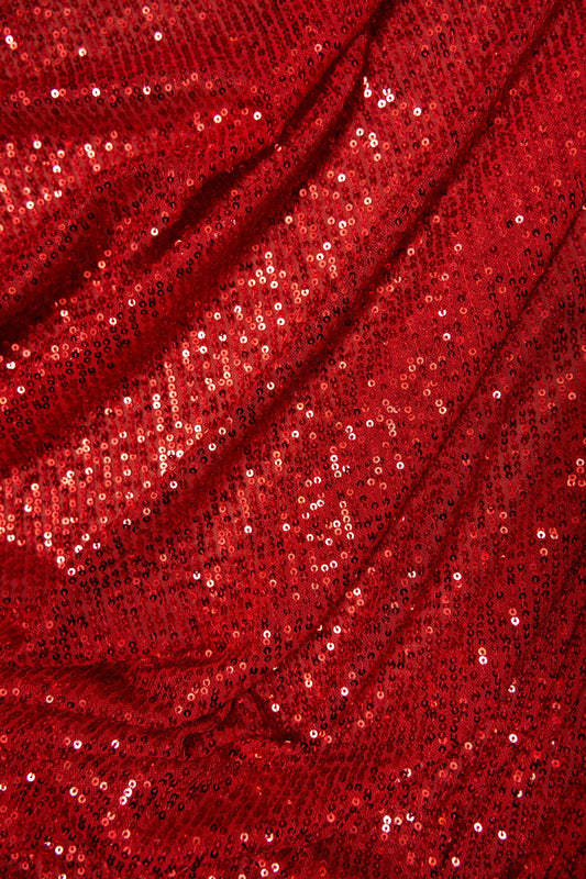 Iridescent Red Striped Sequin Fabric on Stretch Mesh - Shiny Glitter Sequins for Sewing, Crafting, Apparel, Costumes, DIY Projects. Prom