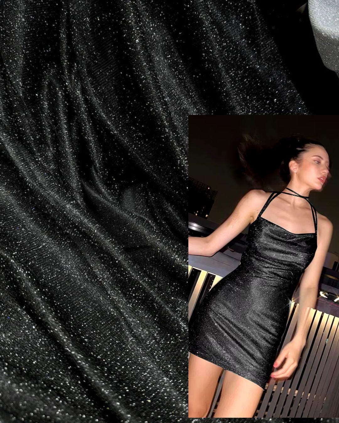 Top-Rated Black Glitter Fabric: Lurex Spandex Knit by the Yard for Weddings, Evening Gowns, Costumes & Backdrops, Prom Dresses and Garments