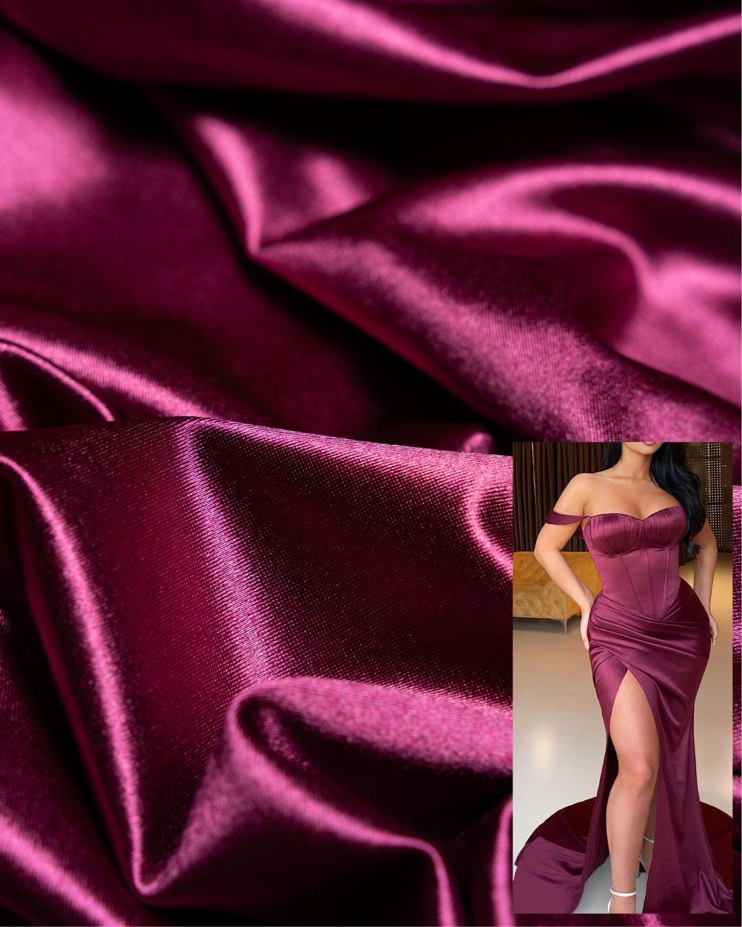 Magenta Shiny Nylon Spandex by the Yard | Stretchy Material for Sportswear, Bridal Attire, Evening Dresses, Prom Dresses and Costumes