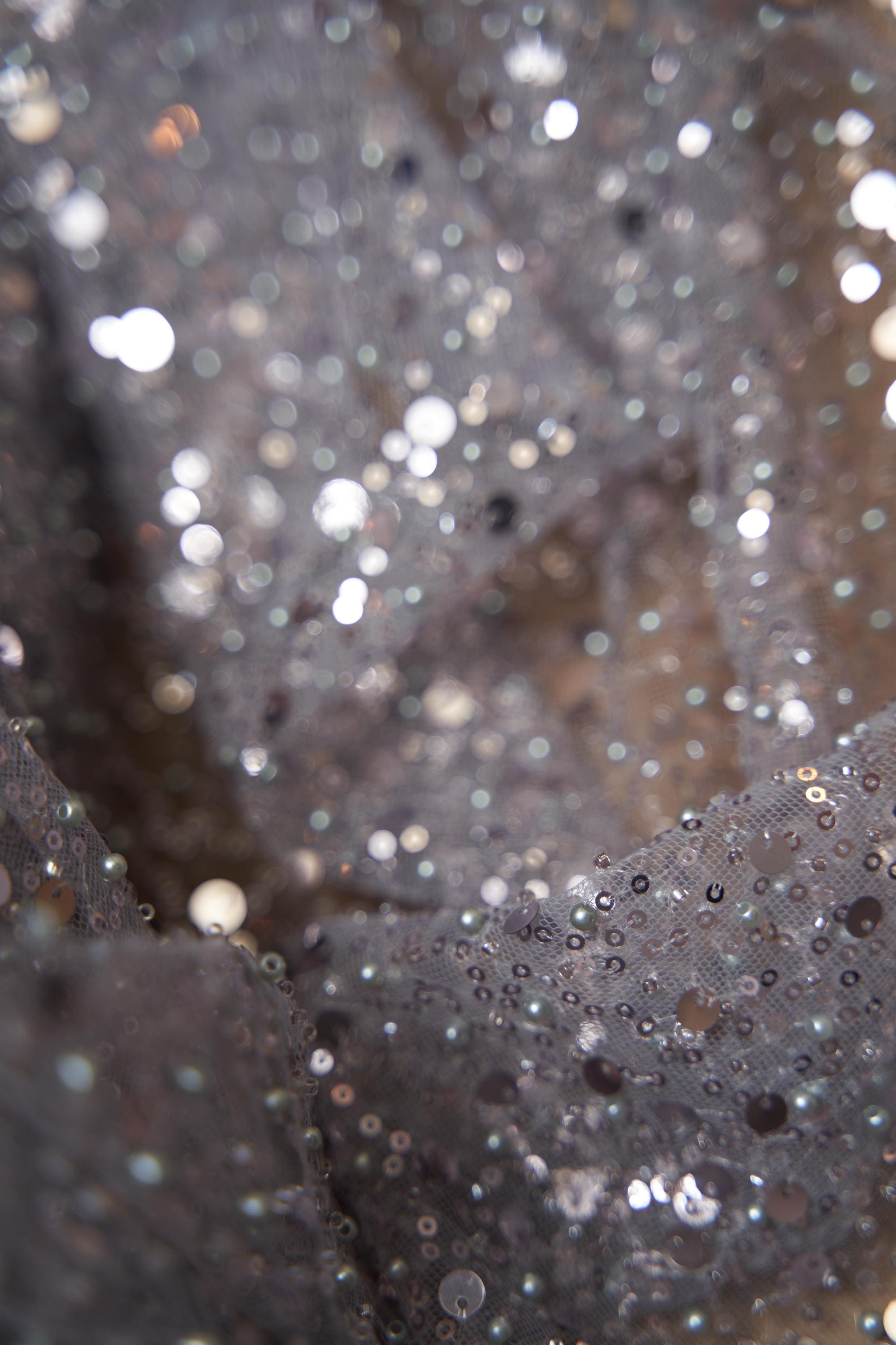 Exclusive Silver Bridal Iridescent Beaded Embroidery Lace Fabric Premi NEXTSTYLE FABRICS Exclusive Silver Bridal Iridescent Beaded Embroidery Lace Fabric Premi NEXTSTYLE FABRICS