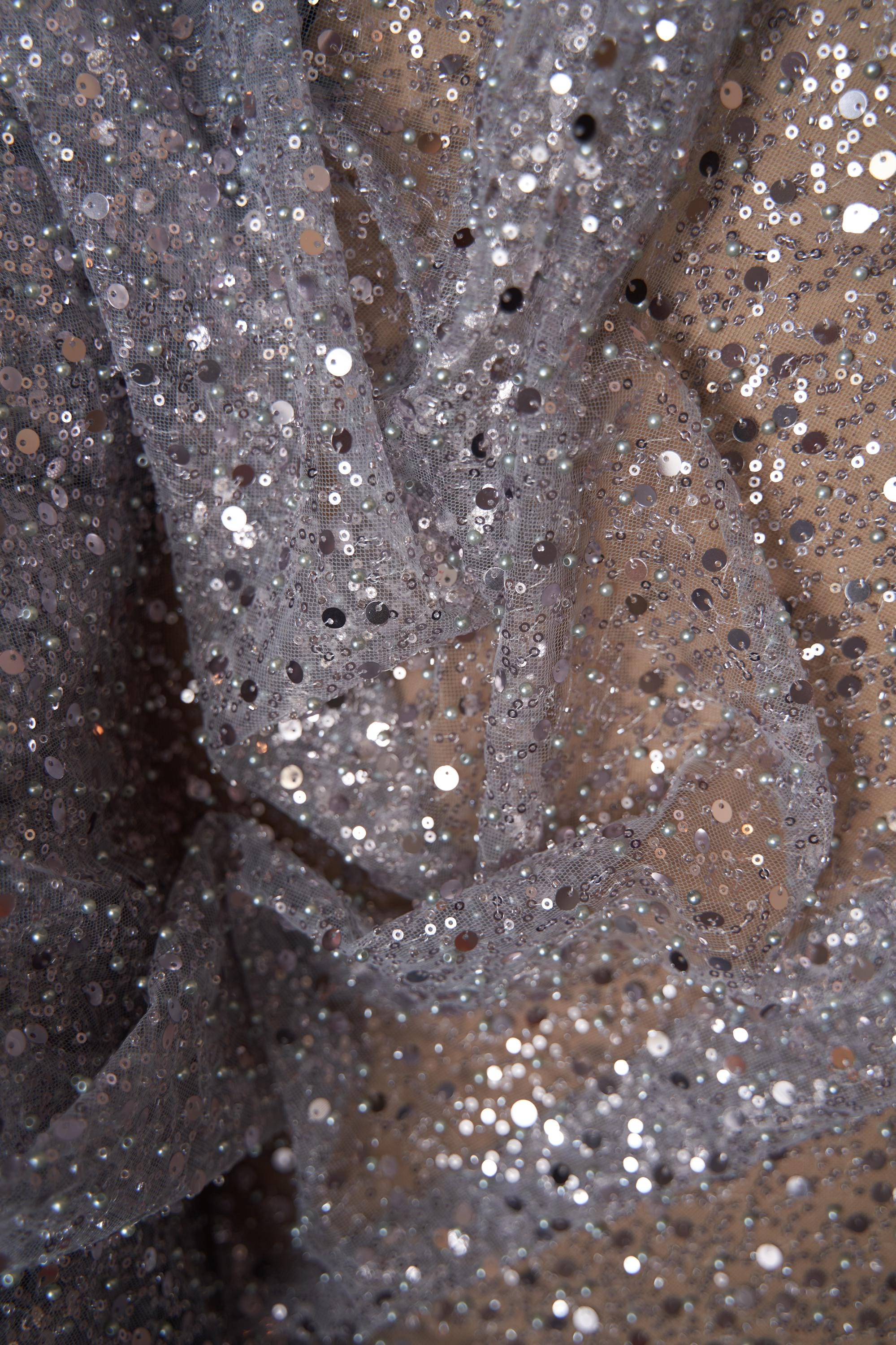 Exclusive Silver Bridal Iridescent Beaded Embroidery Lace Fabric Premium Wedding Dress Lace, Luxury Beaded Lace Trim for Gowns & Veils. Exclusive Silver Bridal Iridescent Beaded Embroidery Lace Fabric Premium Wedding Dress Lace, Luxury Beaded Lace Trim for Gowns & Veils.