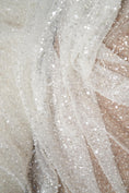 Load image into Gallery viewer, Exclusive Bridal Iridescent Beaded Embroidery Lace Fabric Premium Wedding Dress Lace, Soft Ivory, Luxury Beaded Lace Trim for Gowns & Veils.
