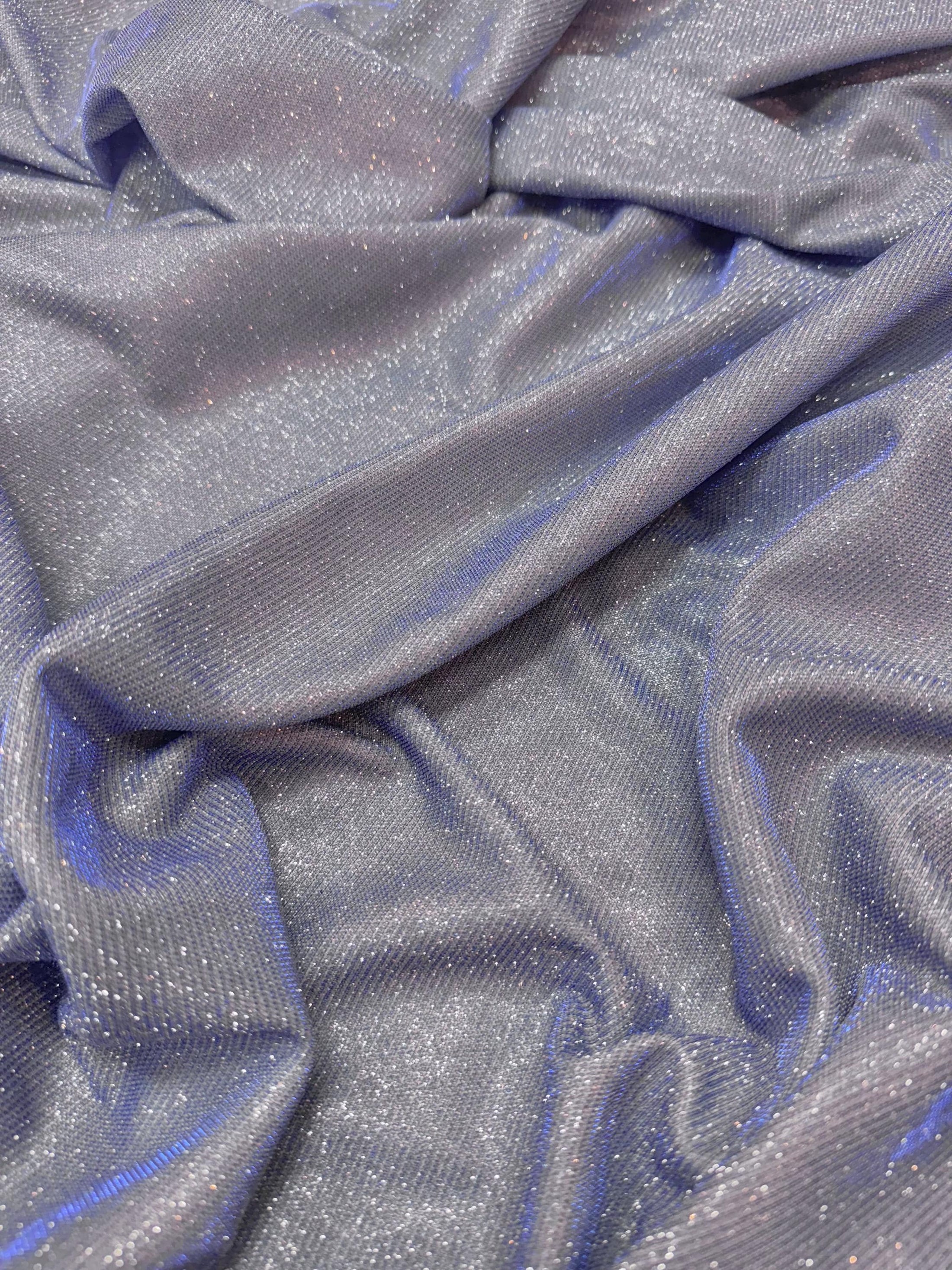 Grey-Blue Glitter Lurex Fabric by the Yard|Sparkle Shimmer Spandex Knit Fabric for Evening Gowns, Backdrops & Festival Costumes,Prom Dresses