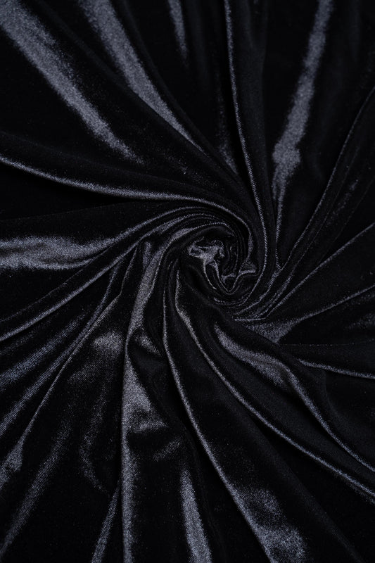 Black Velvet Stretch Fabric | Soft Velvet Fabric by the Yard | Luxury 4-Way Stretch for Costumes & Bows | Fashion Fabric. Premium Velvet