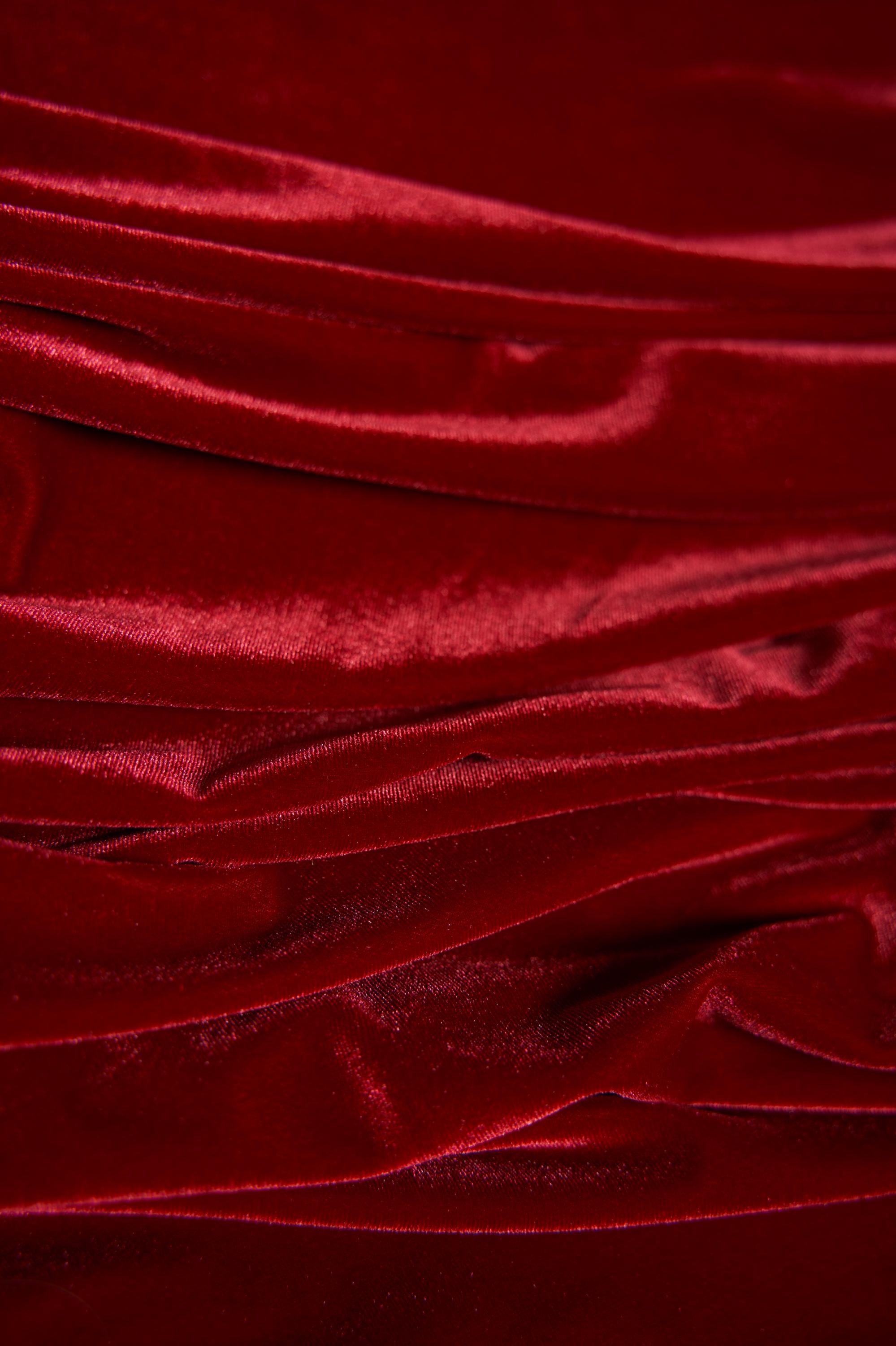 Deep Red Velvet Stretch Fabric- Soft Luxury 4 Way Stretch Velvet by the Yard for Costumes & Fashion Bows, Evening and Prom Dresses, Garments